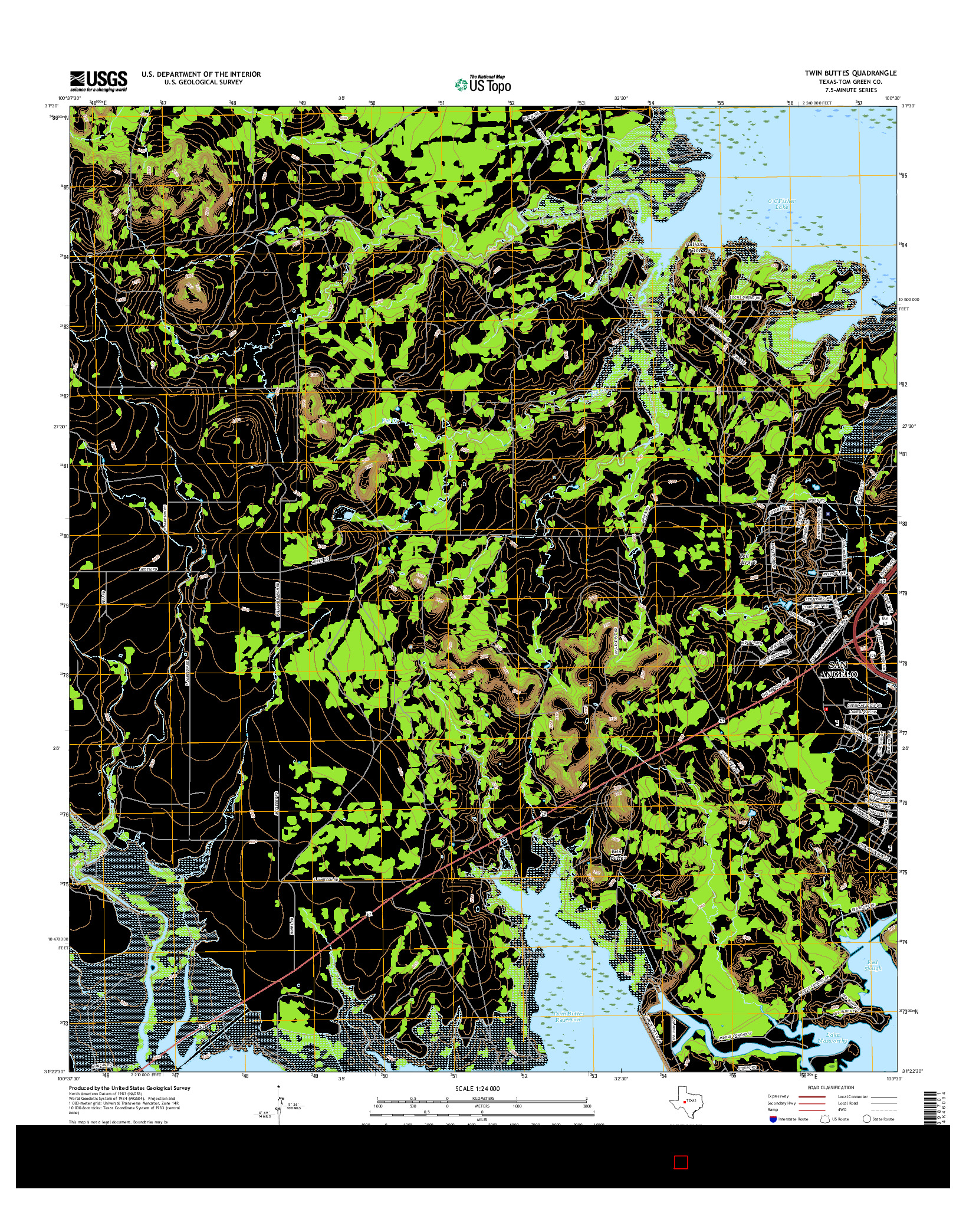 USGS US TOPO 7.5-MINUTE MAP FOR TWIN BUTTES, TX 2016