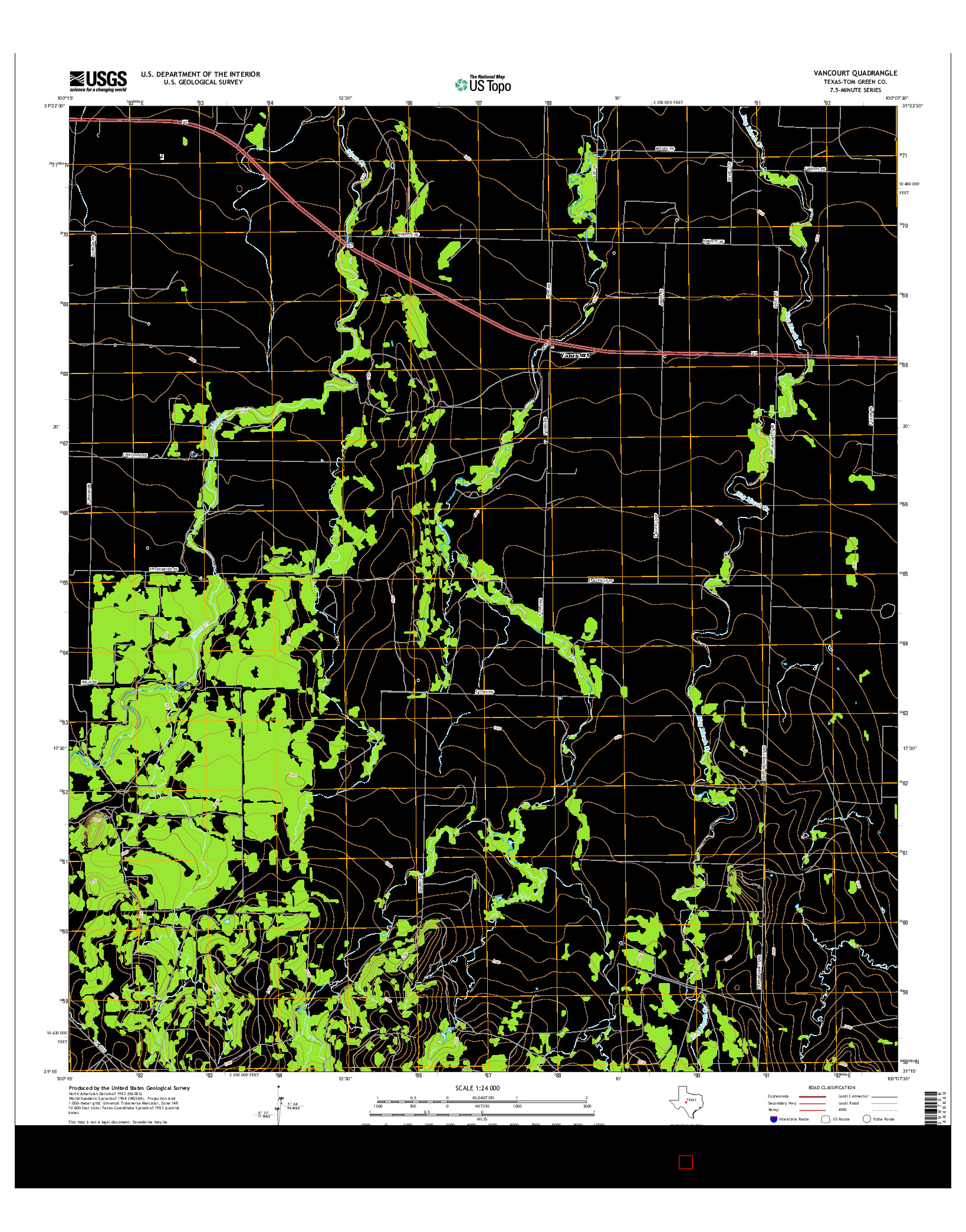 USGS US TOPO 7.5-MINUTE MAP FOR VANCOURT, TX 2016