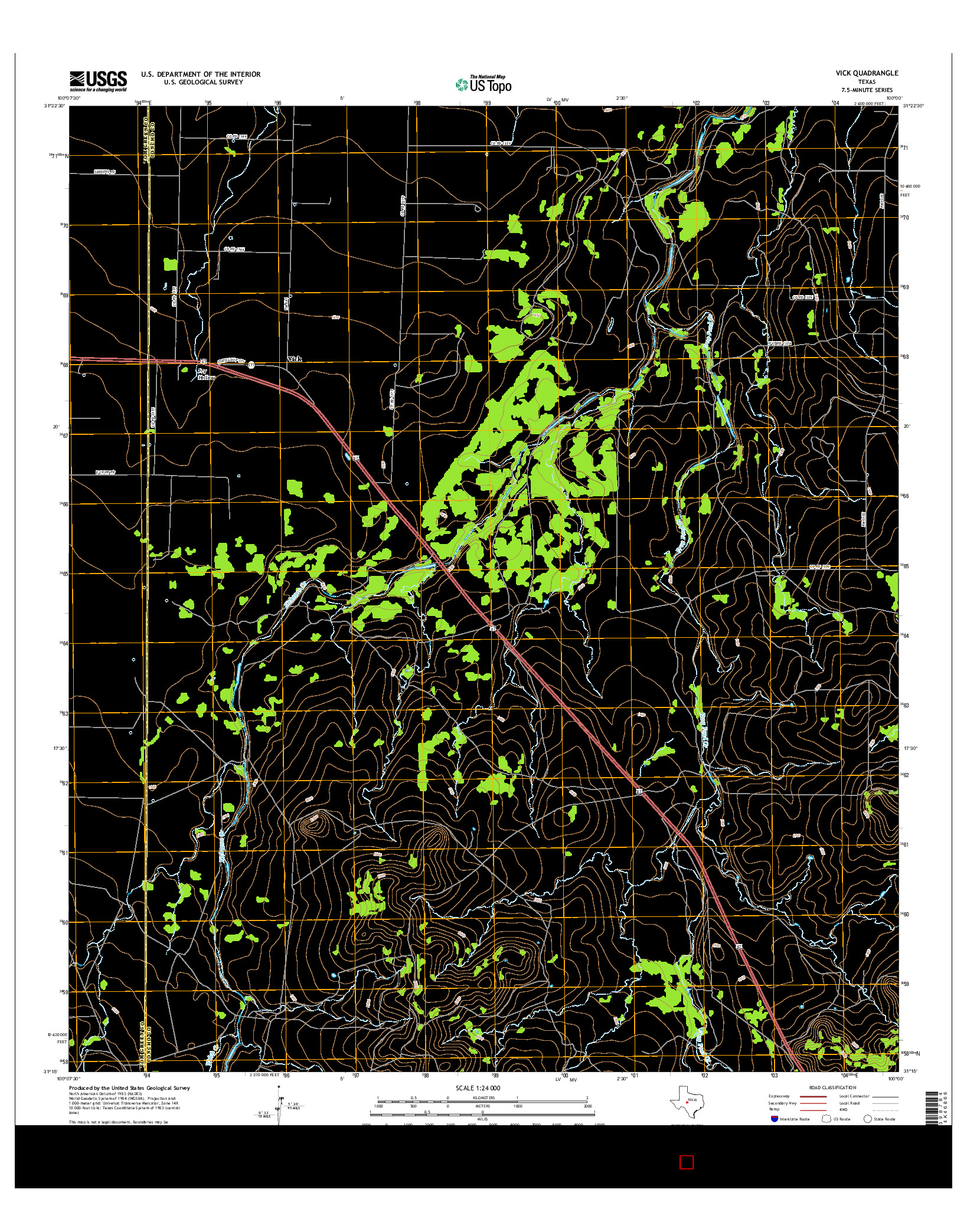 USGS US TOPO 7.5-MINUTE MAP FOR VICK, TX 2016