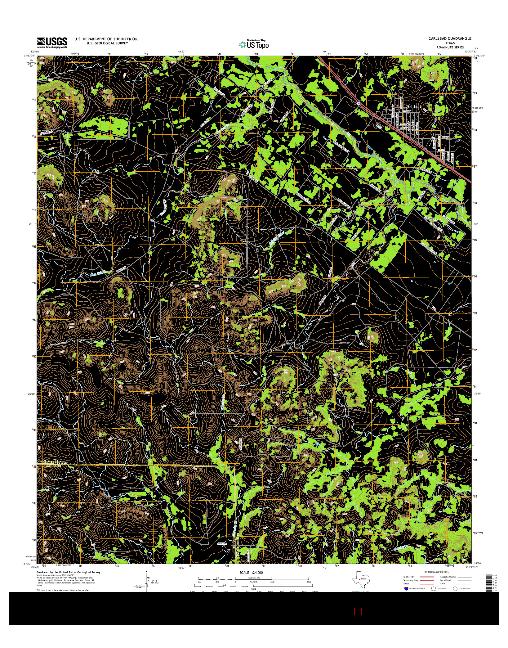 USGS US TOPO 7.5-MINUTE MAP FOR CARLSBAD, TX 2016