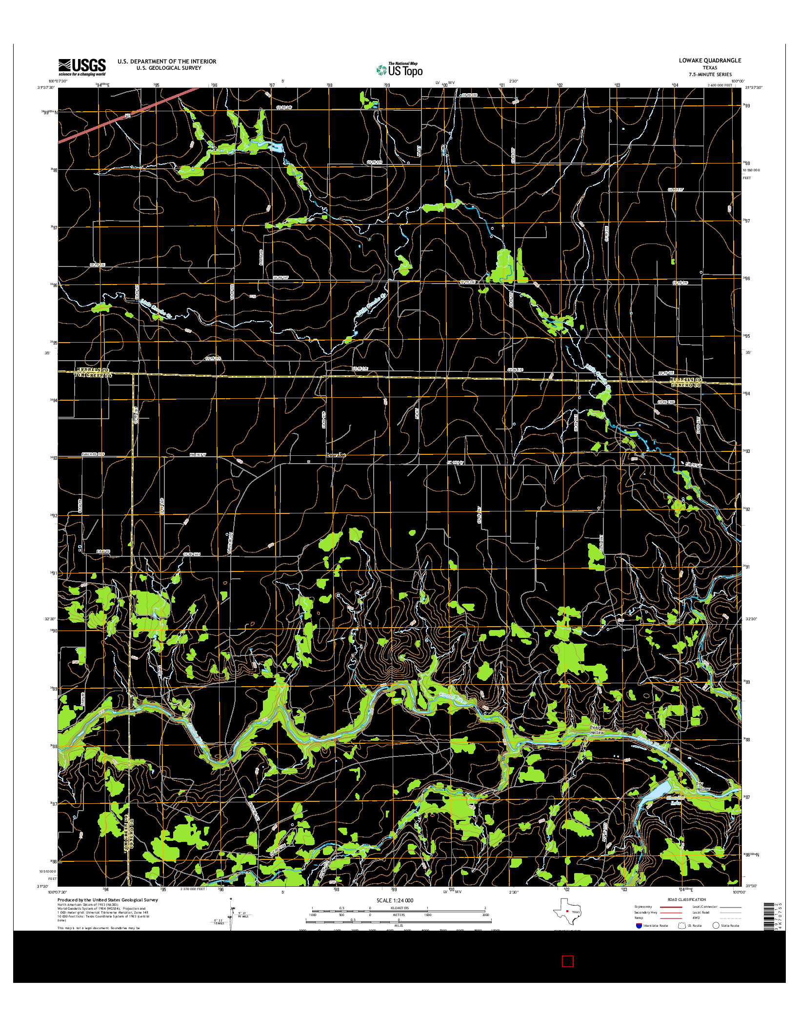 USGS US TOPO 7.5-MINUTE MAP FOR LOWAKE, TX 2016