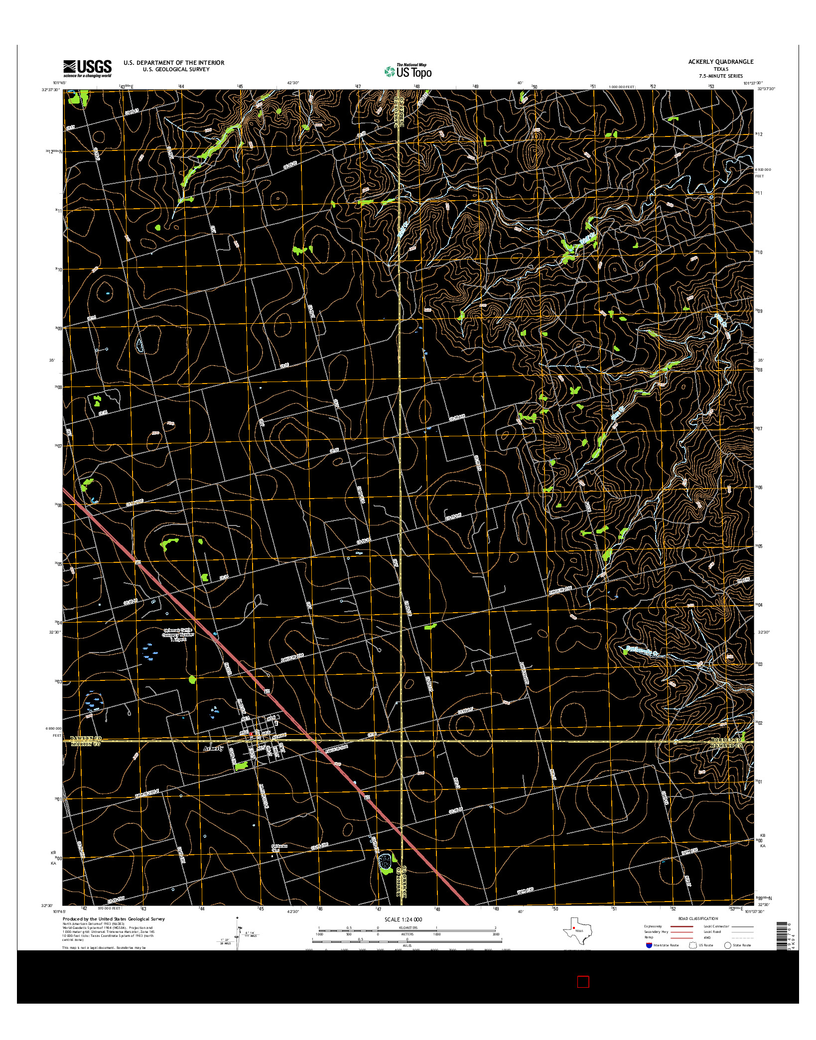 USGS US TOPO 7.5-MINUTE MAP FOR ACKERLY, TX 2016