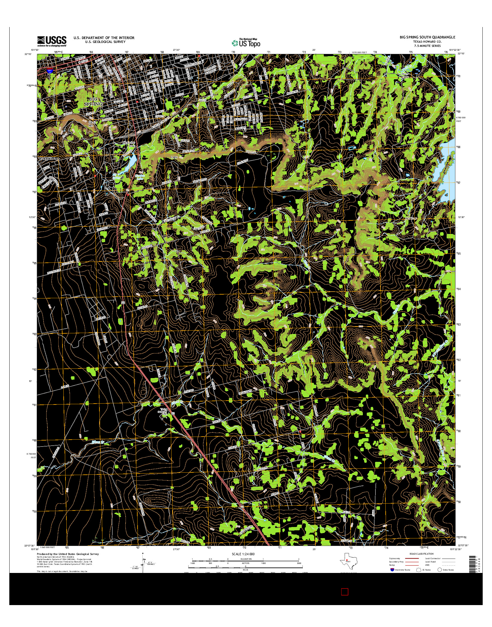 USGS US TOPO 7.5-MINUTE MAP FOR BIG SPRING SOUTH, TX 2016