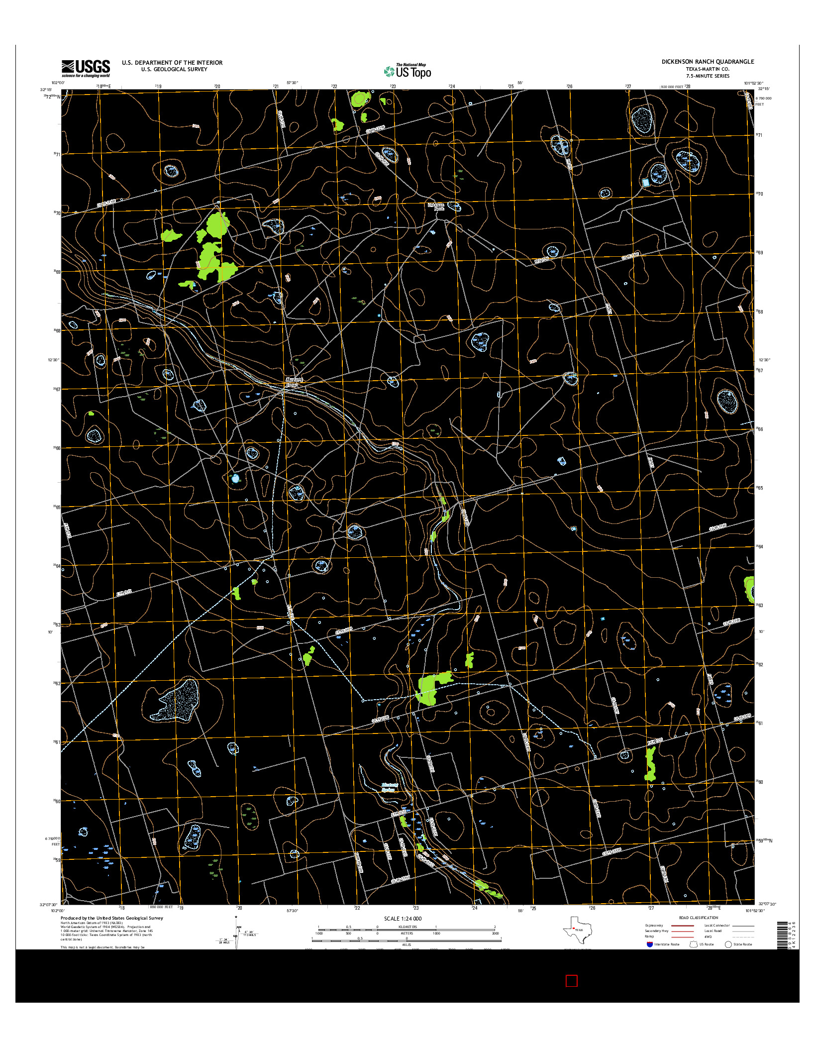 USGS US TOPO 7.5-MINUTE MAP FOR DICKENSON RANCH, TX 2016