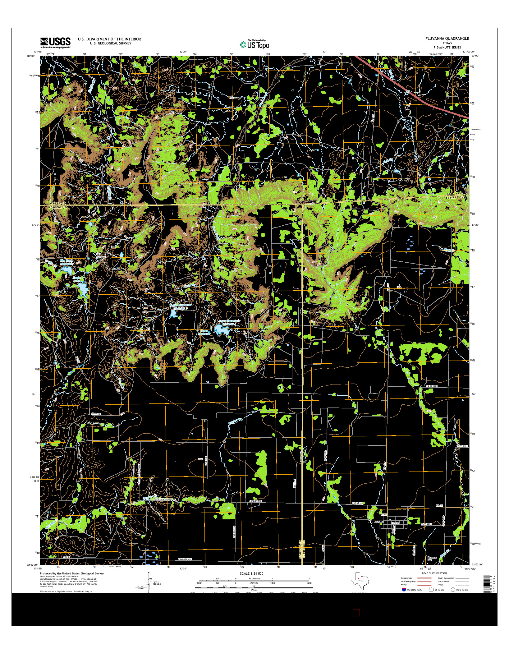 USGS US TOPO 7.5-MINUTE MAP FOR FLUVANNA, TX 2016