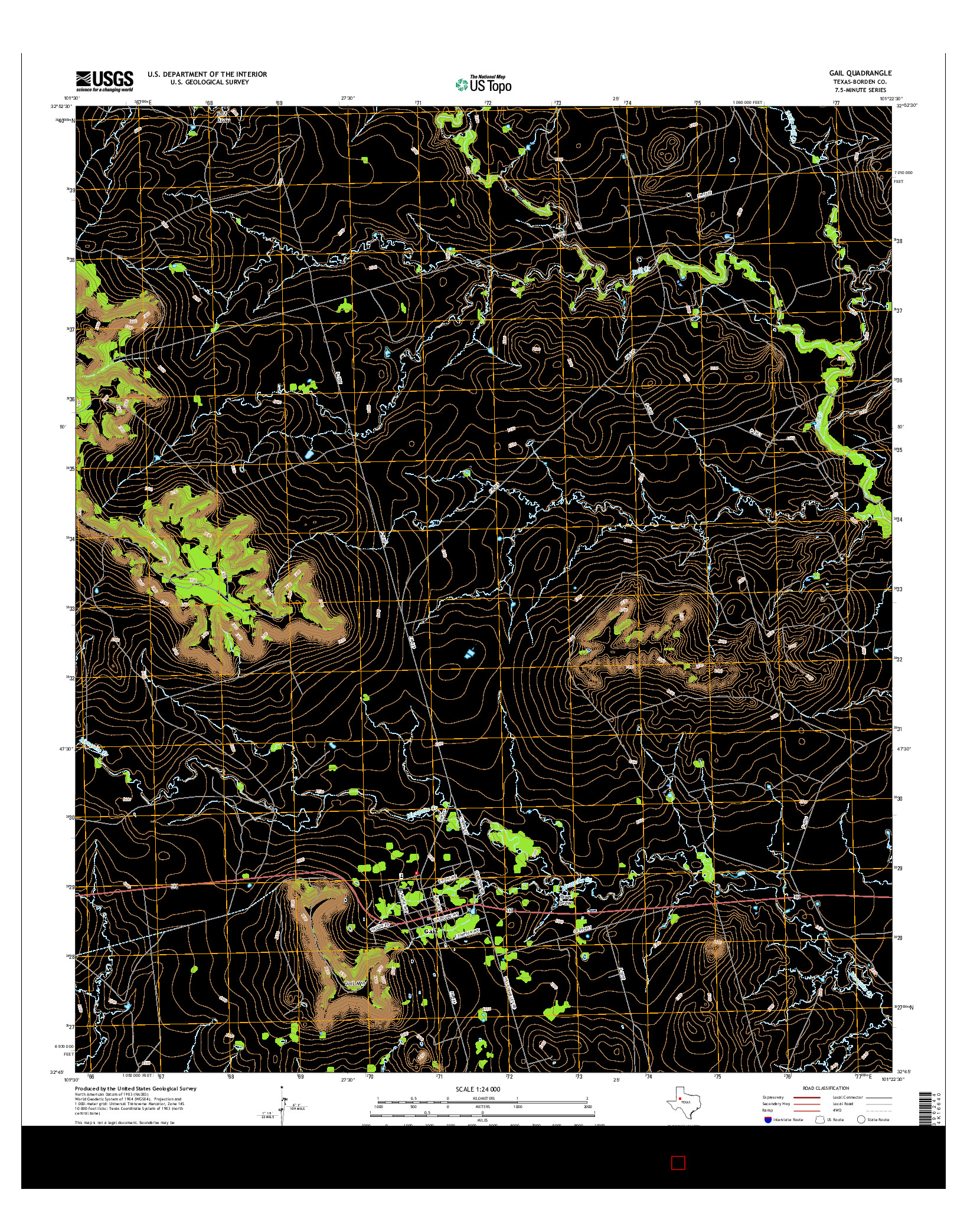 USGS US TOPO 7.5-MINUTE MAP FOR GAIL, TX 2016