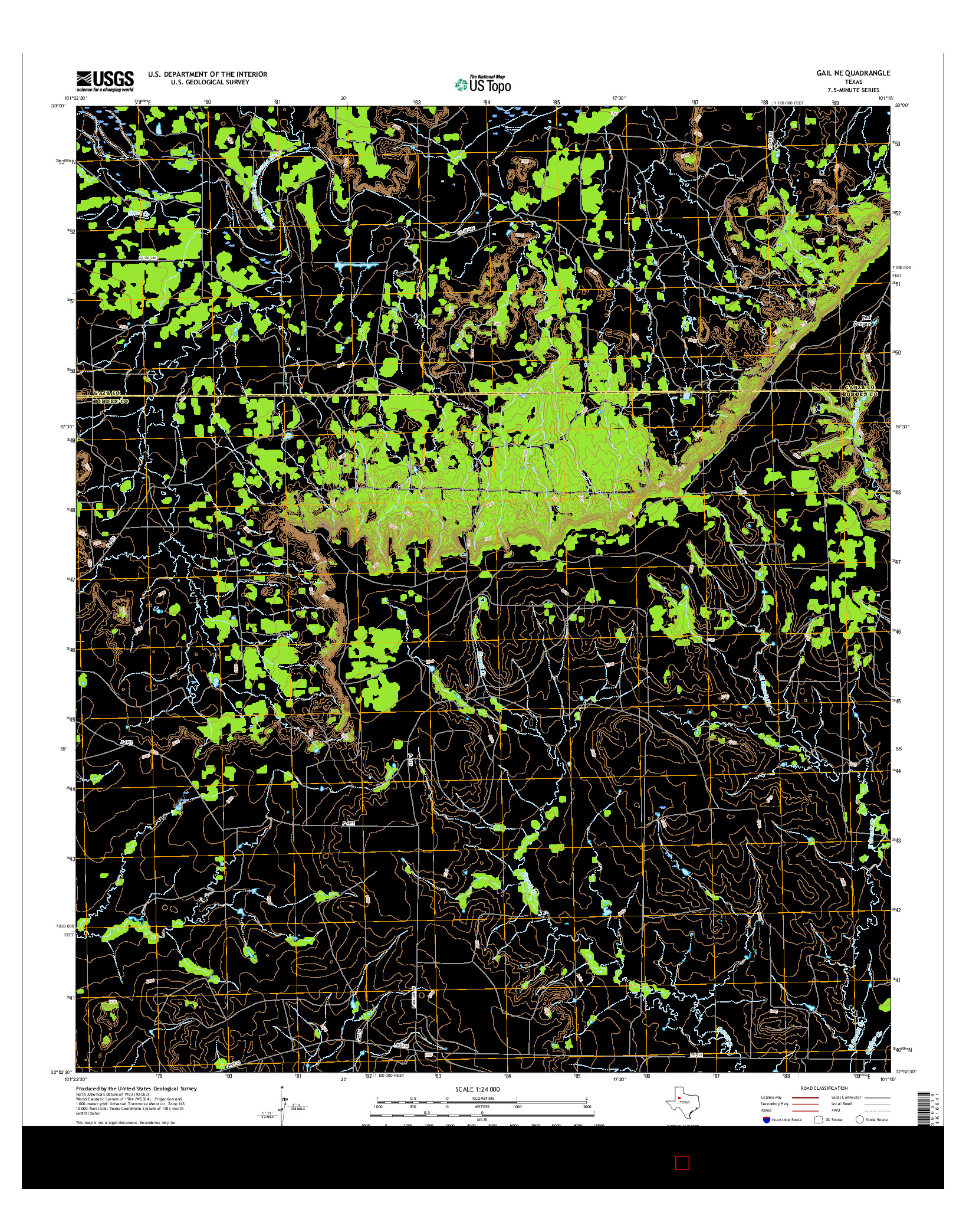 USGS US TOPO 7.5-MINUTE MAP FOR GAIL NE, TX 2016