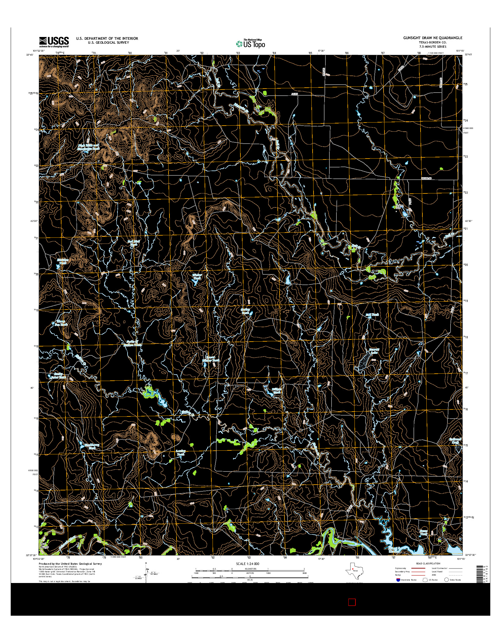 USGS US TOPO 7.5-MINUTE MAP FOR GUNSIGHT DRAW NE, TX 2016