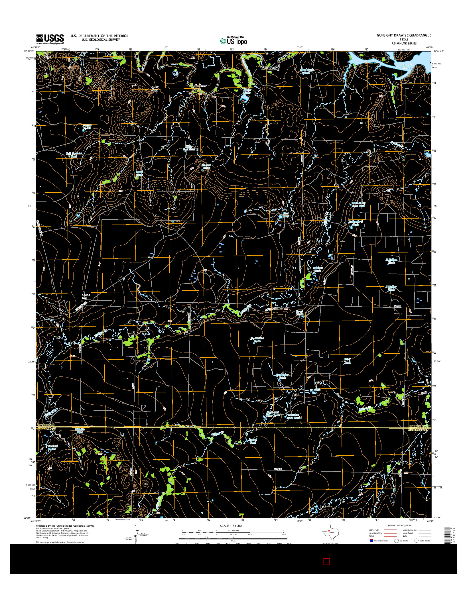 USGS US TOPO 7.5-MINUTE MAP FOR GUNSIGHT DRAW SE, TX 2016