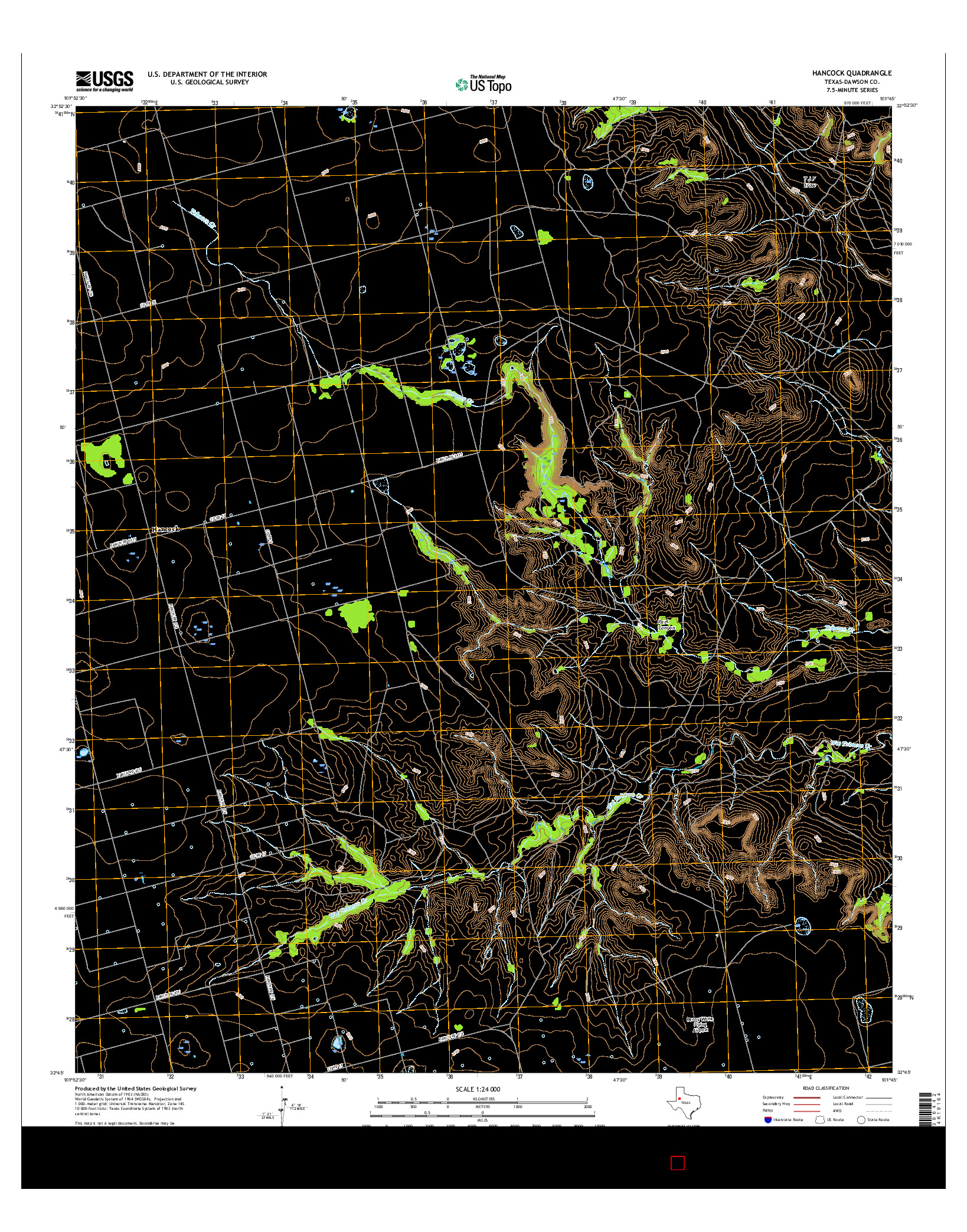 USGS US TOPO 7.5-MINUTE MAP FOR HANCOCK, TX 2016