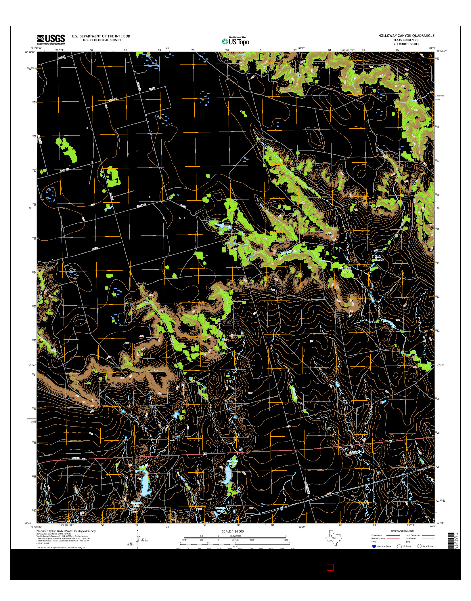 USGS US TOPO 7.5-MINUTE MAP FOR HOLLOWAY CANYON, TX 2016