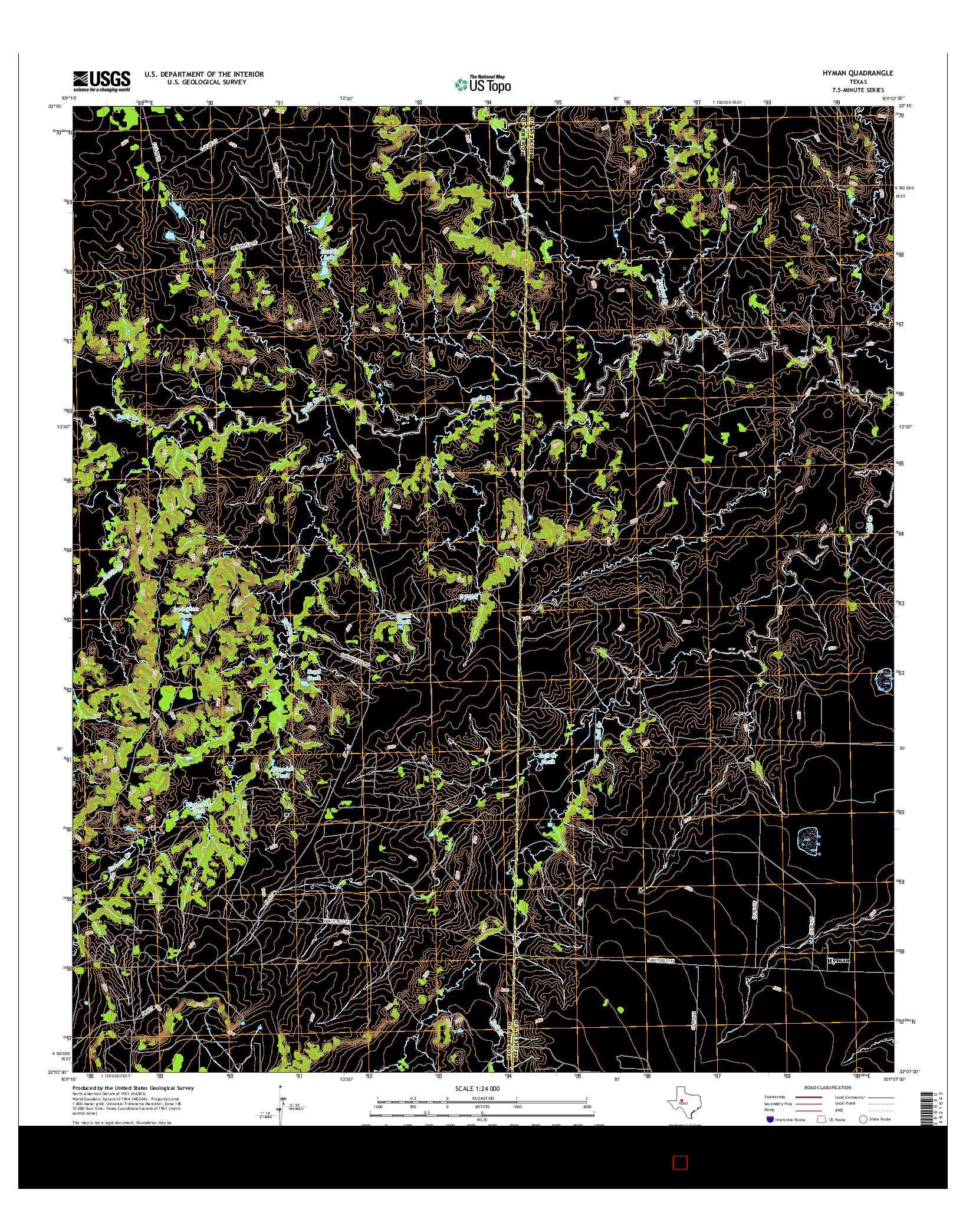 USGS US TOPO 7.5-MINUTE MAP FOR HYMAN, TX 2016