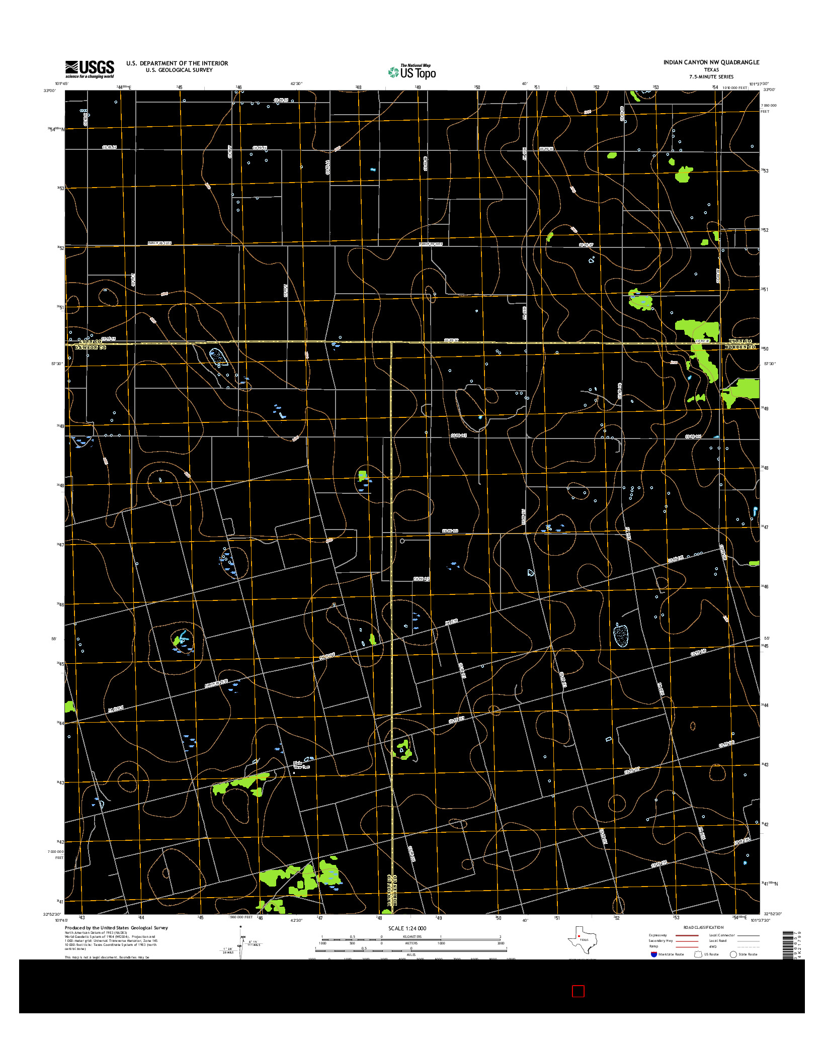 USGS US TOPO 7.5-MINUTE MAP FOR INDIAN CANYON NW, TX 2016