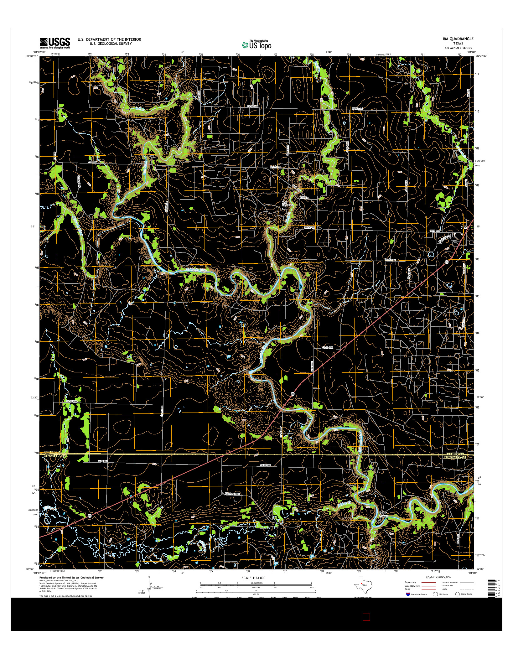 USGS US TOPO 7.5-MINUTE MAP FOR IRA, TX 2016