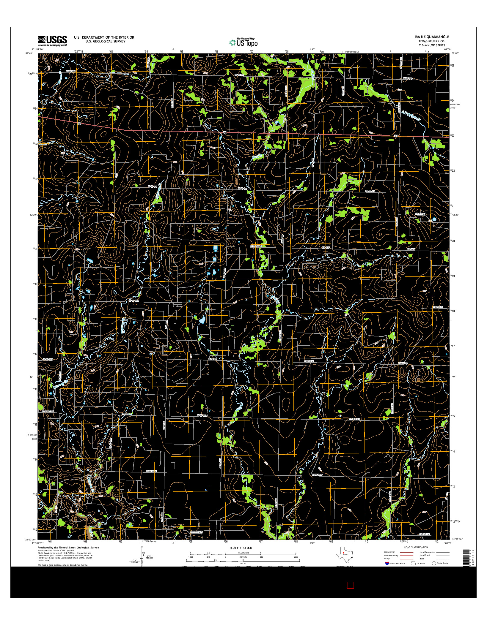 USGS US TOPO 7.5-MINUTE MAP FOR IRA NE, TX 2016