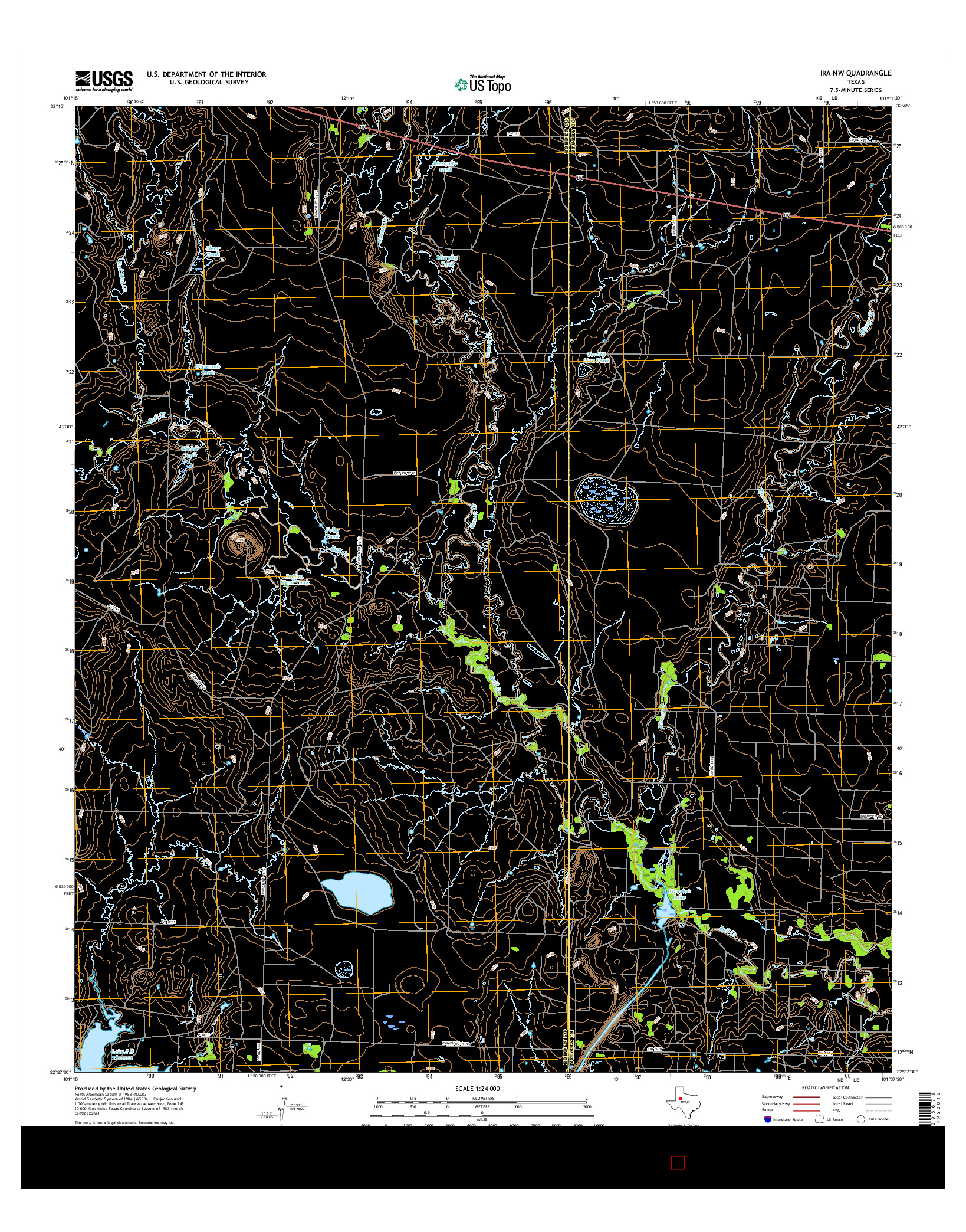 USGS US TOPO 7.5-MINUTE MAP FOR IRA NW, TX 2016