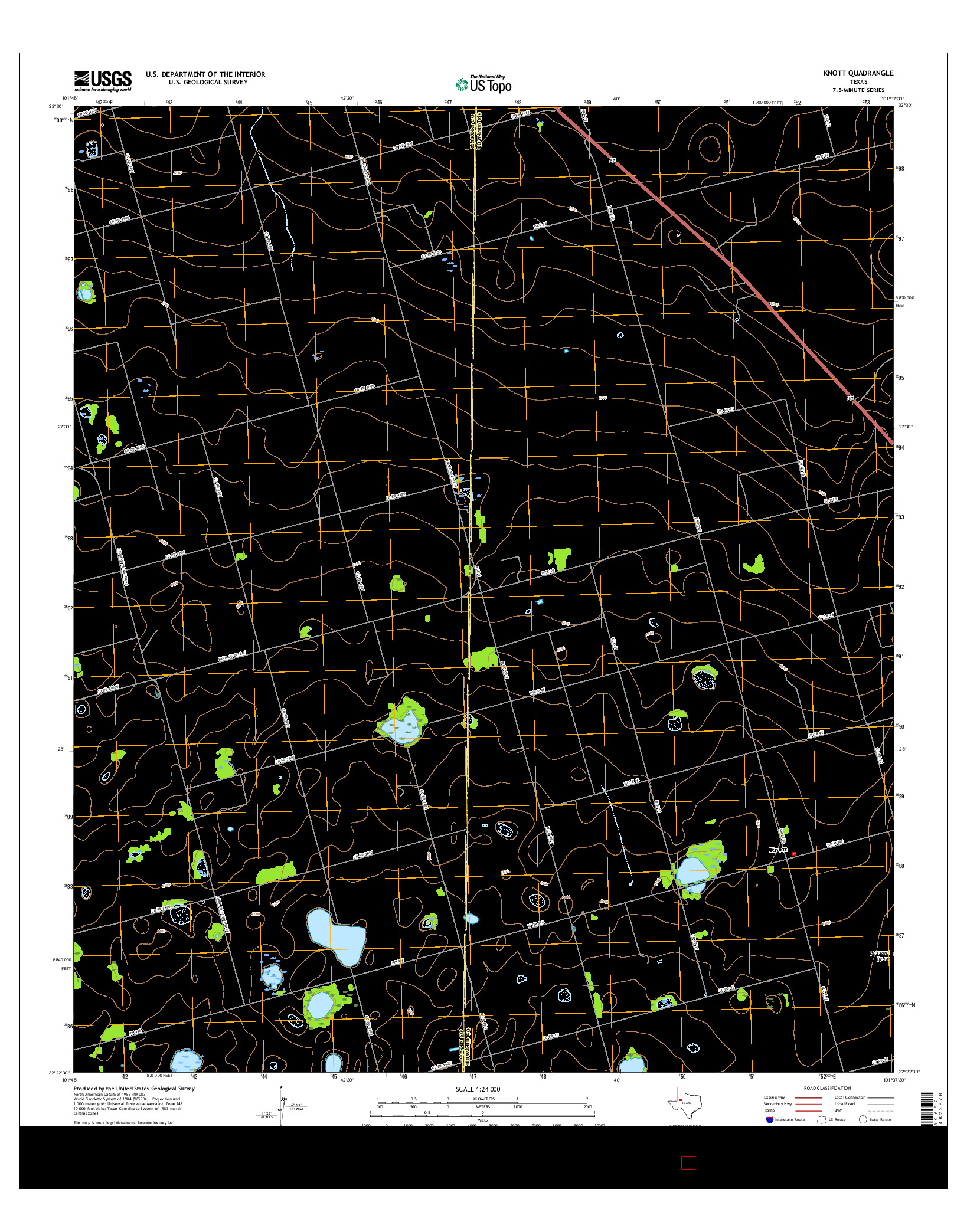 USGS US TOPO 7.5-MINUTE MAP FOR KNOTT, TX 2016