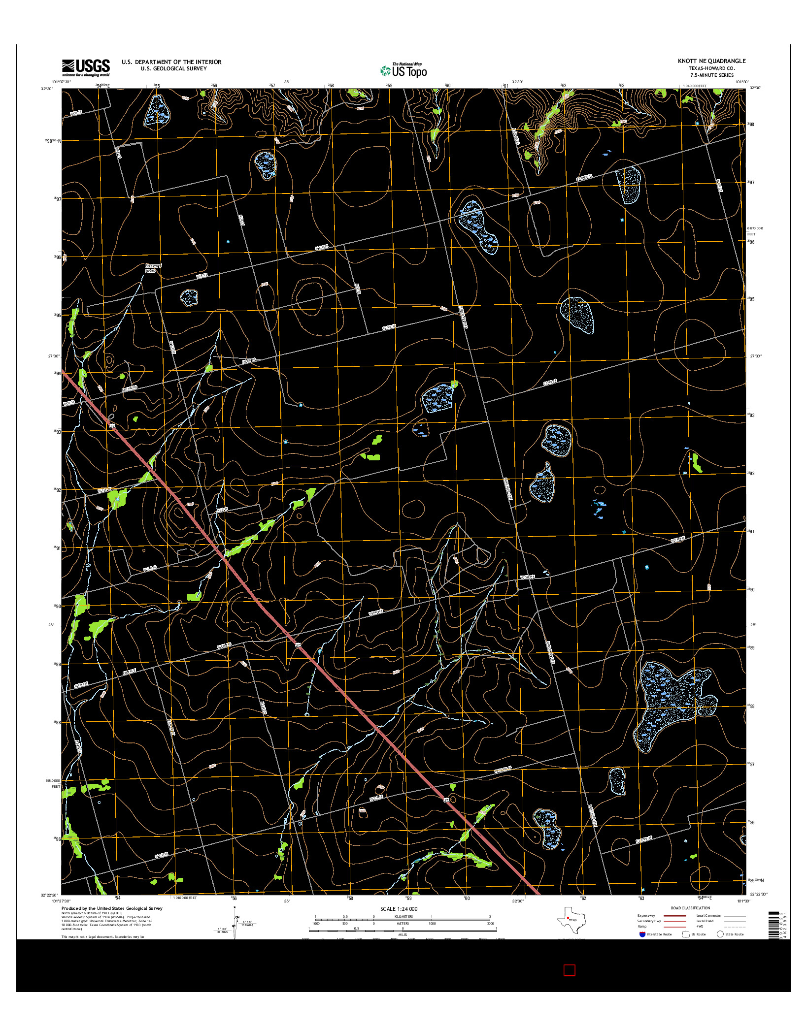 USGS US TOPO 7.5-MINUTE MAP FOR KNOTT NE, TX 2016