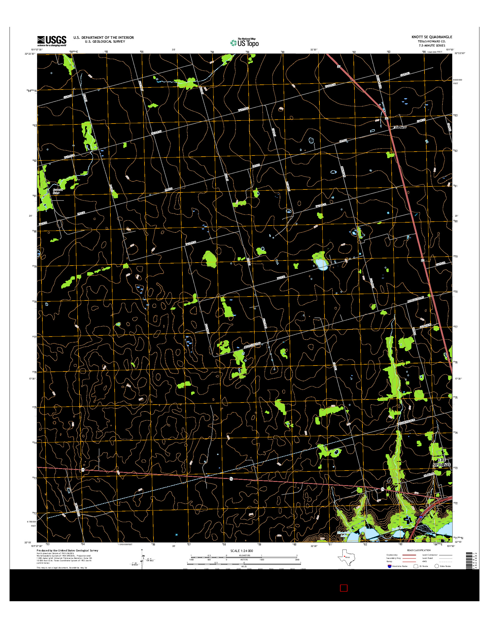 USGS US TOPO 7.5-MINUTE MAP FOR KNOTT SE, TX 2016