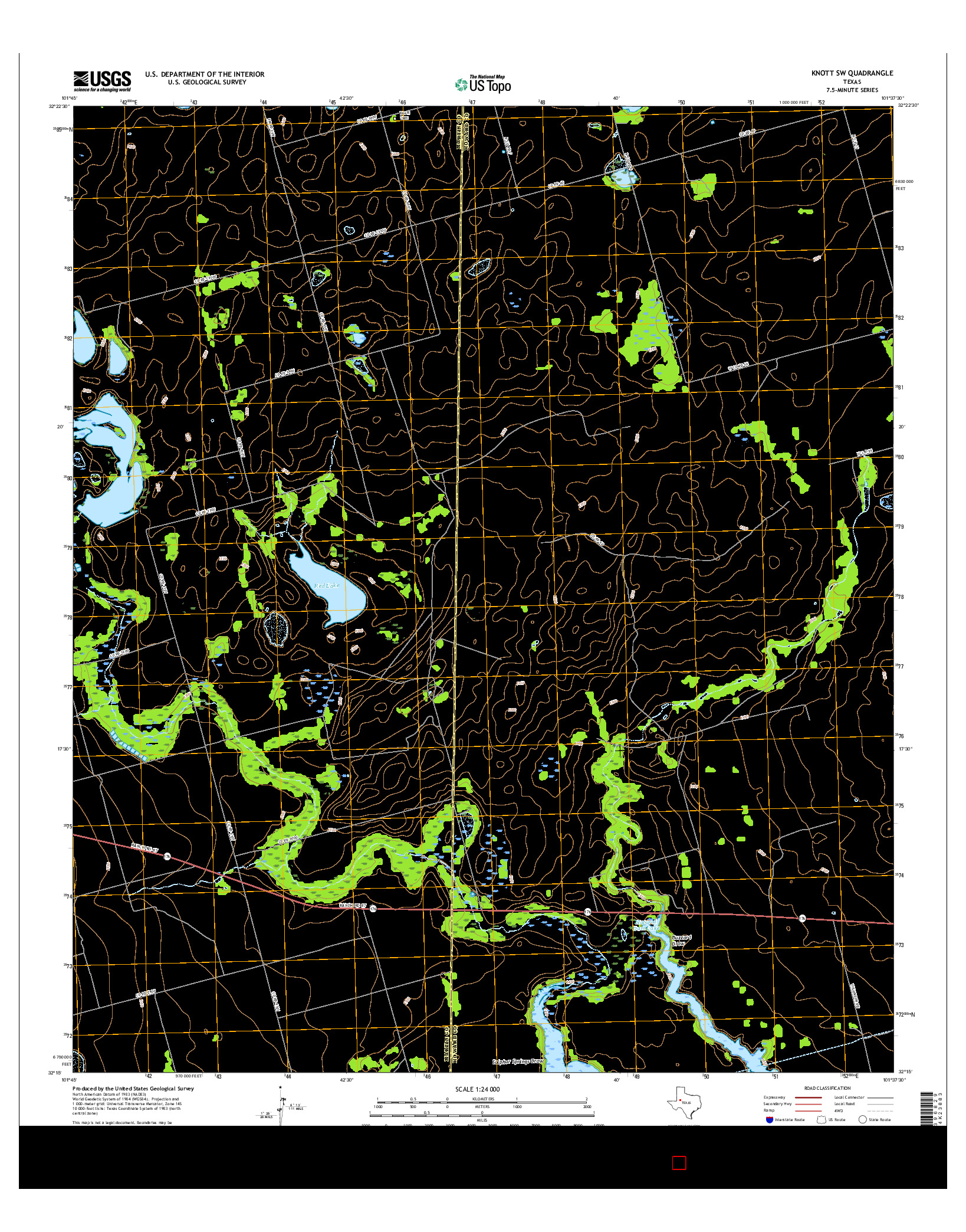 USGS US TOPO 7.5-MINUTE MAP FOR KNOTT SW, TX 2016