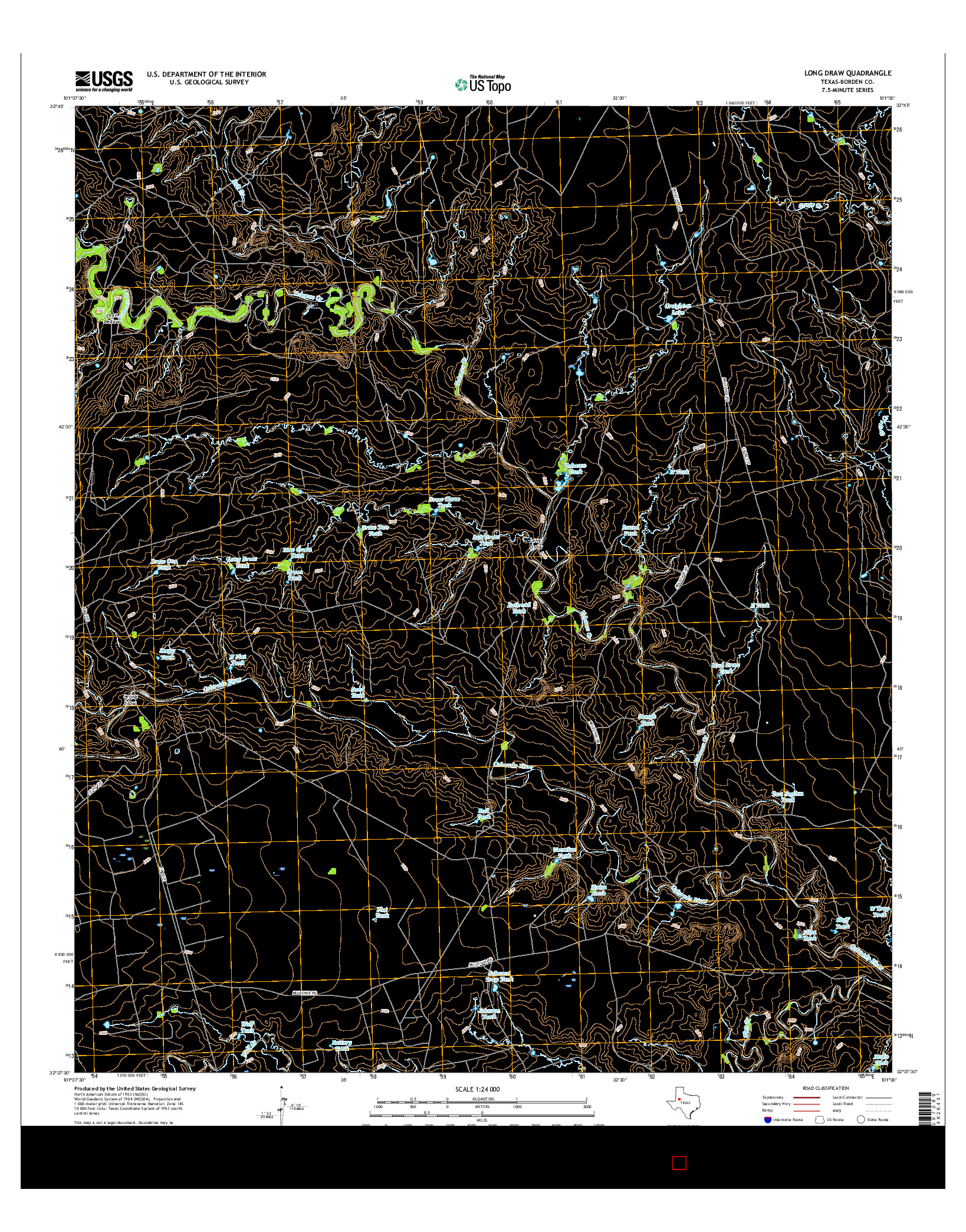USGS US TOPO 7.5-MINUTE MAP FOR LONG DRAW, TX 2016