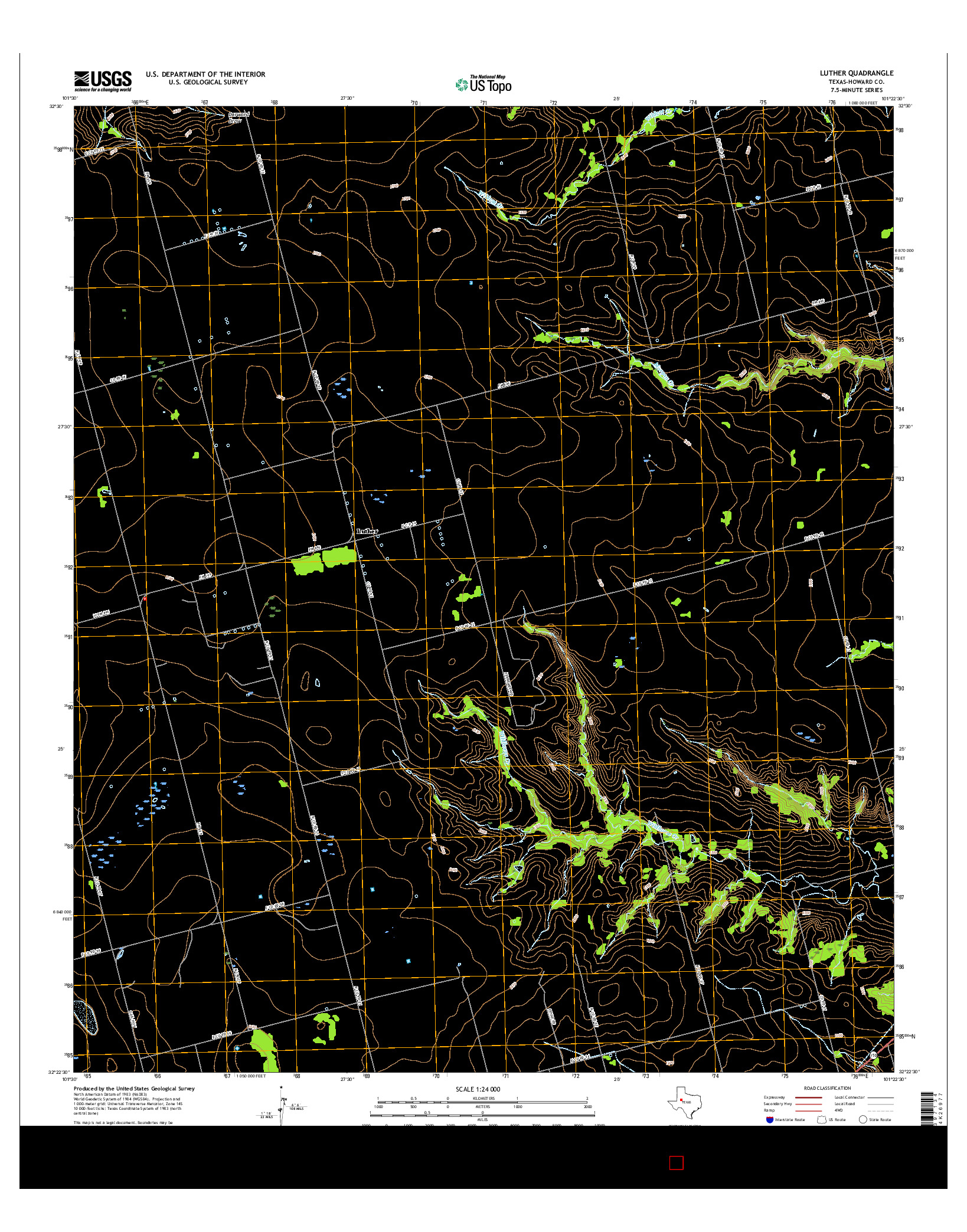 USGS US TOPO 7.5-MINUTE MAP FOR LUTHER, TX 2016