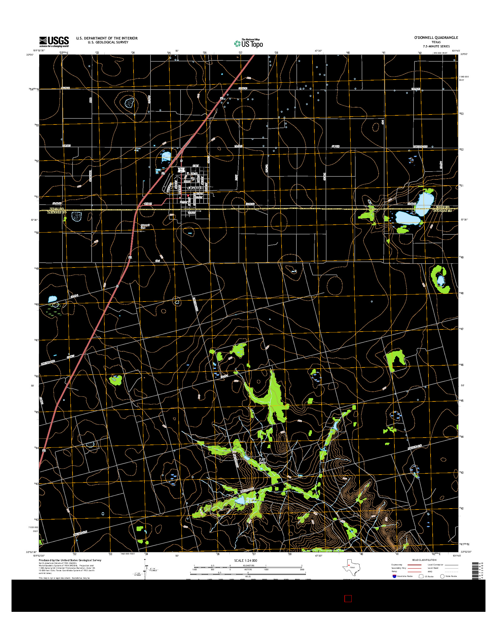 USGS US TOPO 7.5-MINUTE MAP FOR O'DONNELL, TX 2016