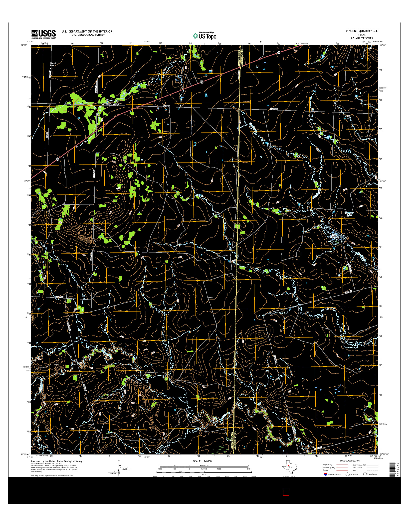 USGS US TOPO 7.5-MINUTE MAP FOR VINCENT, TX 2016