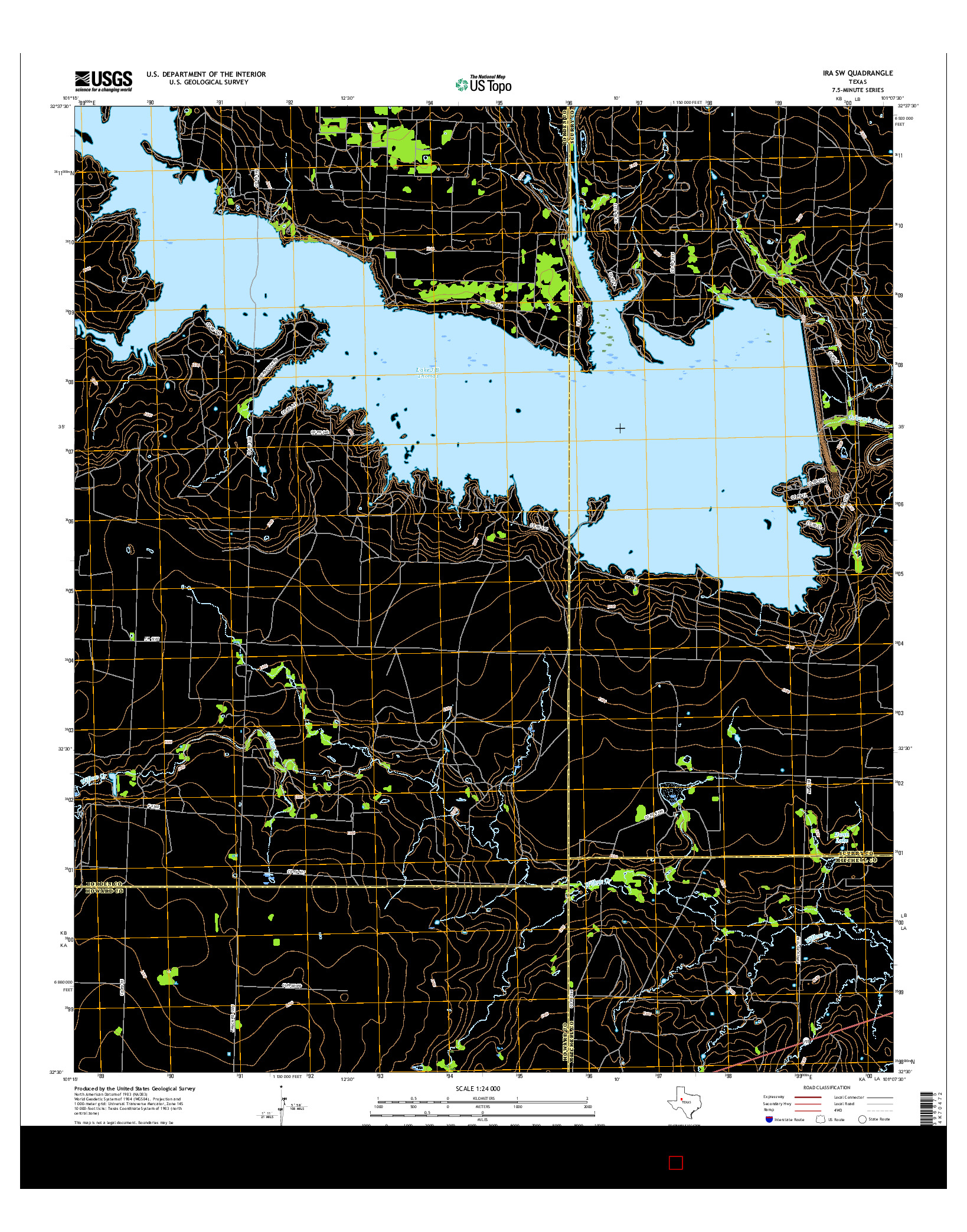 USGS US TOPO 7.5-MINUTE MAP FOR IRA SW, TX 2016