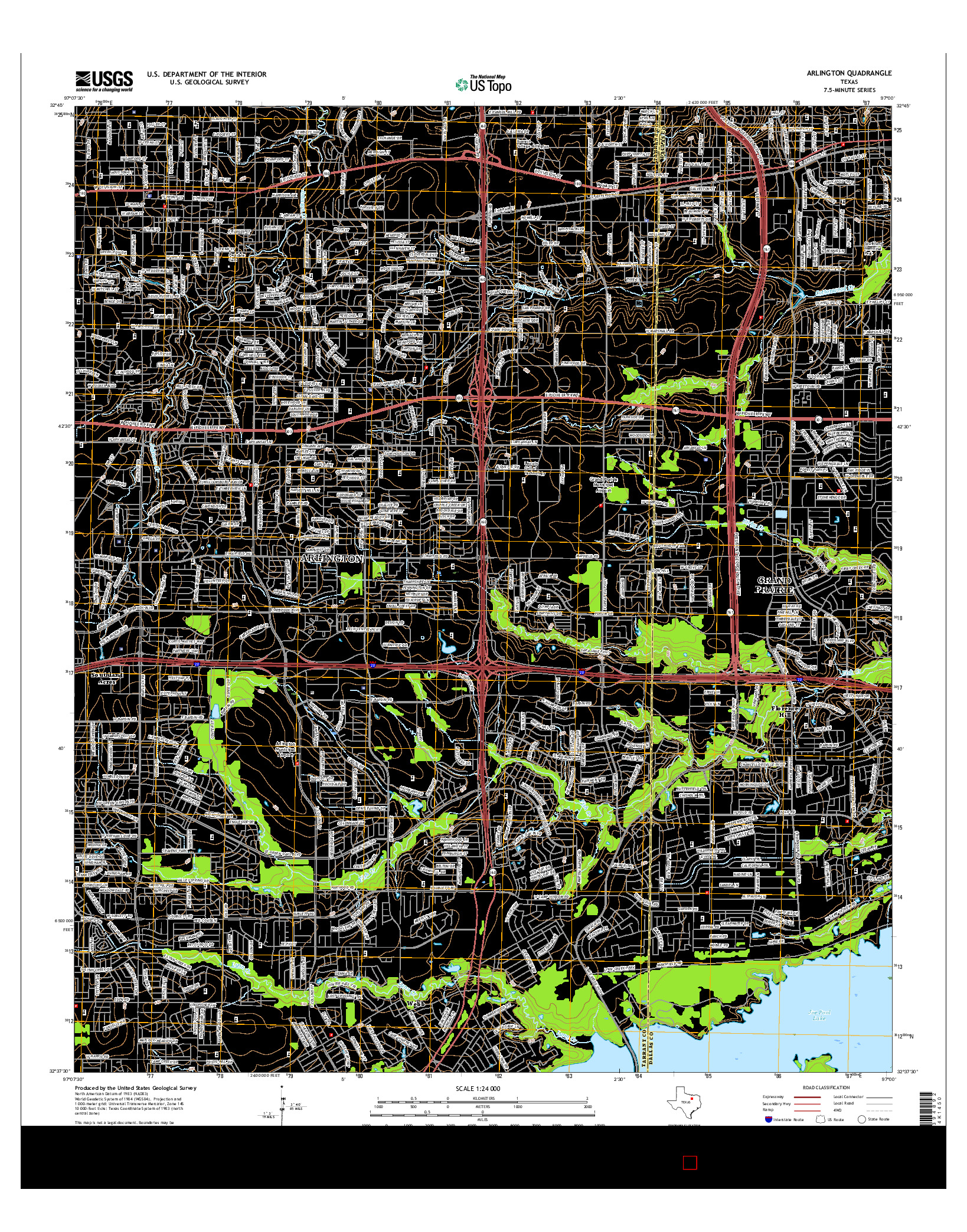 USGS US TOPO 7.5-MINUTE MAP FOR ARLINGTON, TX 2016