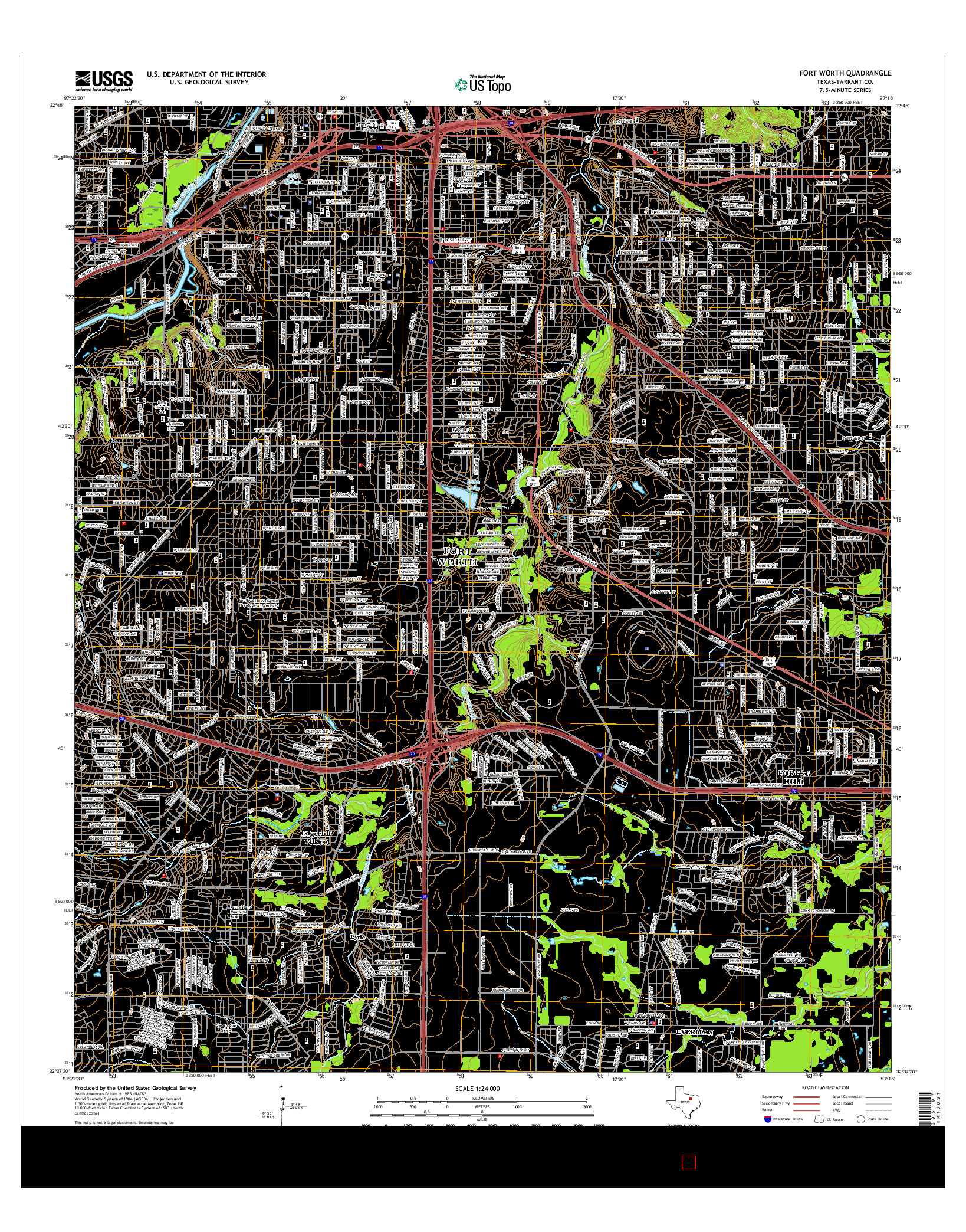 USGS US TOPO 7.5-MINUTE MAP FOR FORT WORTH, TX 2016