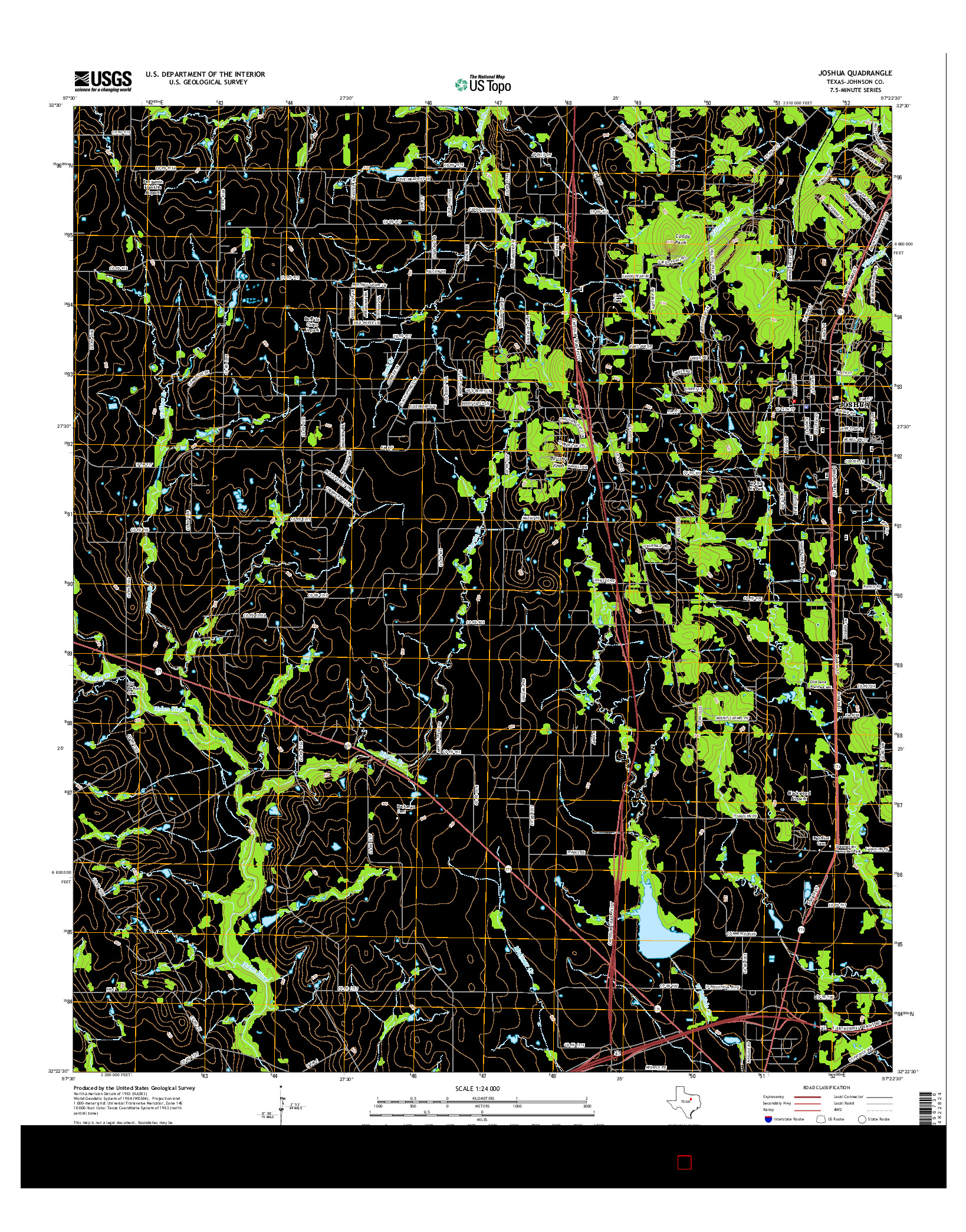 USGS US TOPO 7.5-MINUTE MAP FOR JOSHUA, TX 2016