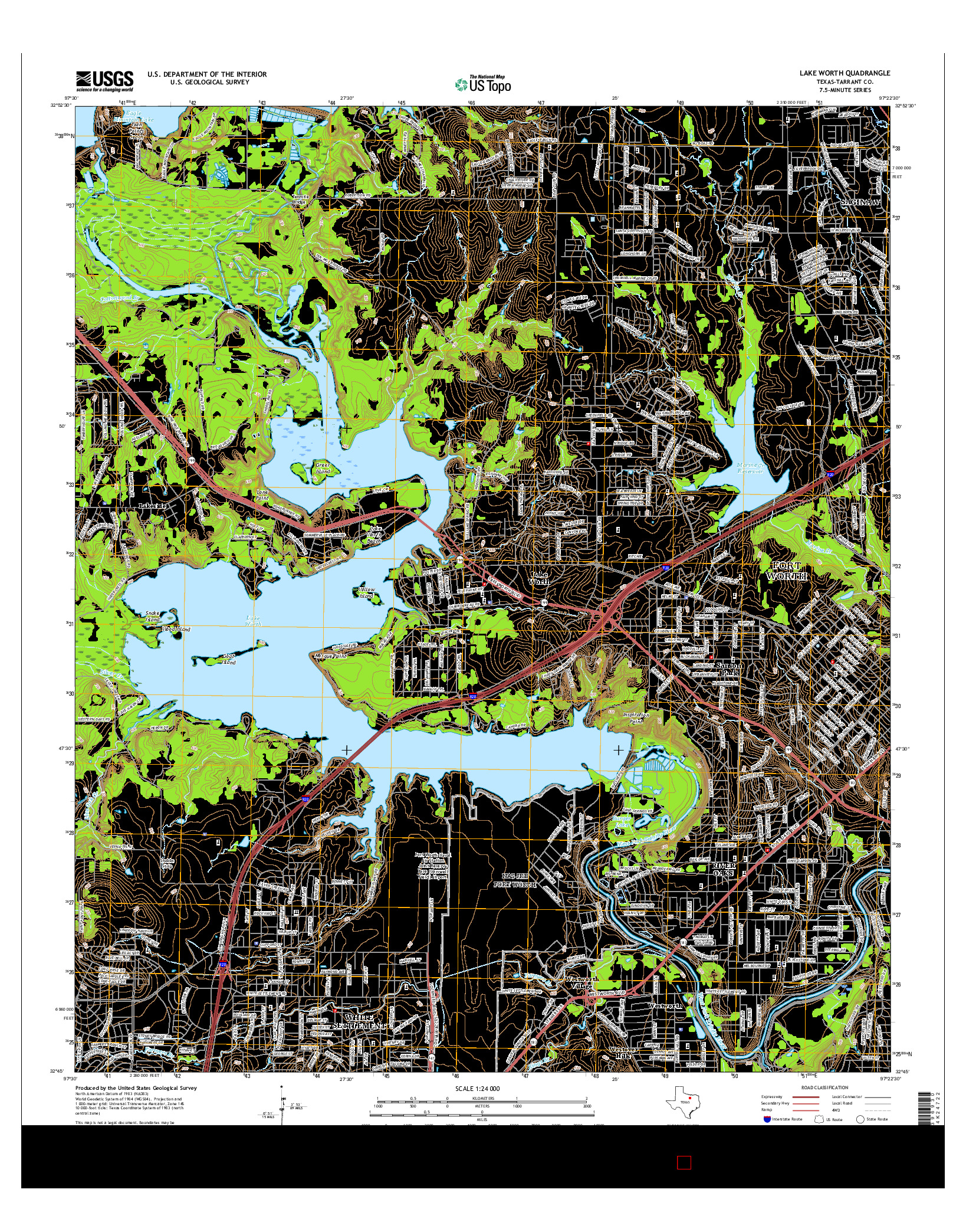 USGS US TOPO 7.5-MINUTE MAP FOR LAKE WORTH, TX 2016