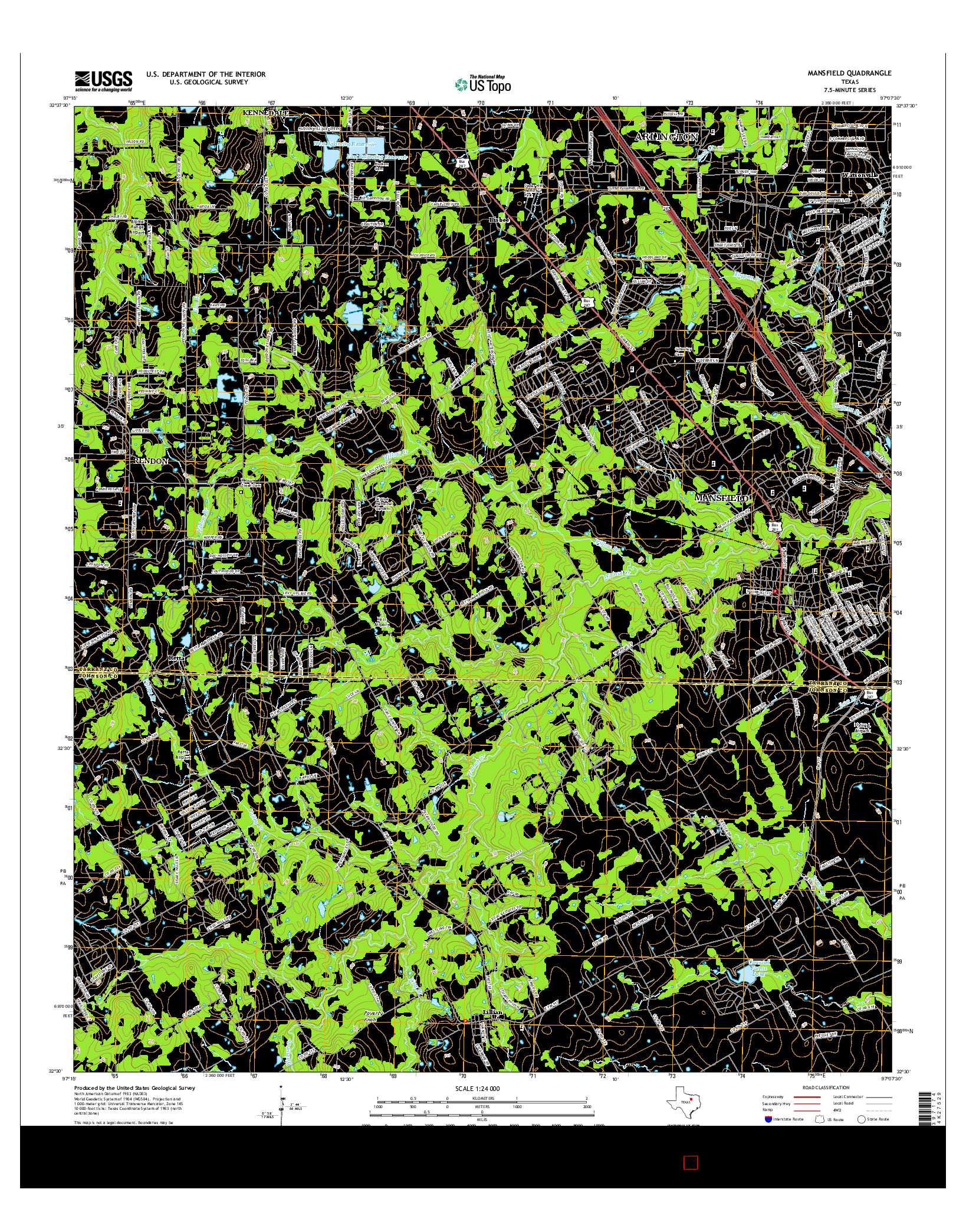 USGS US TOPO 7.5-MINUTE MAP FOR MANSFIELD, TX 2016