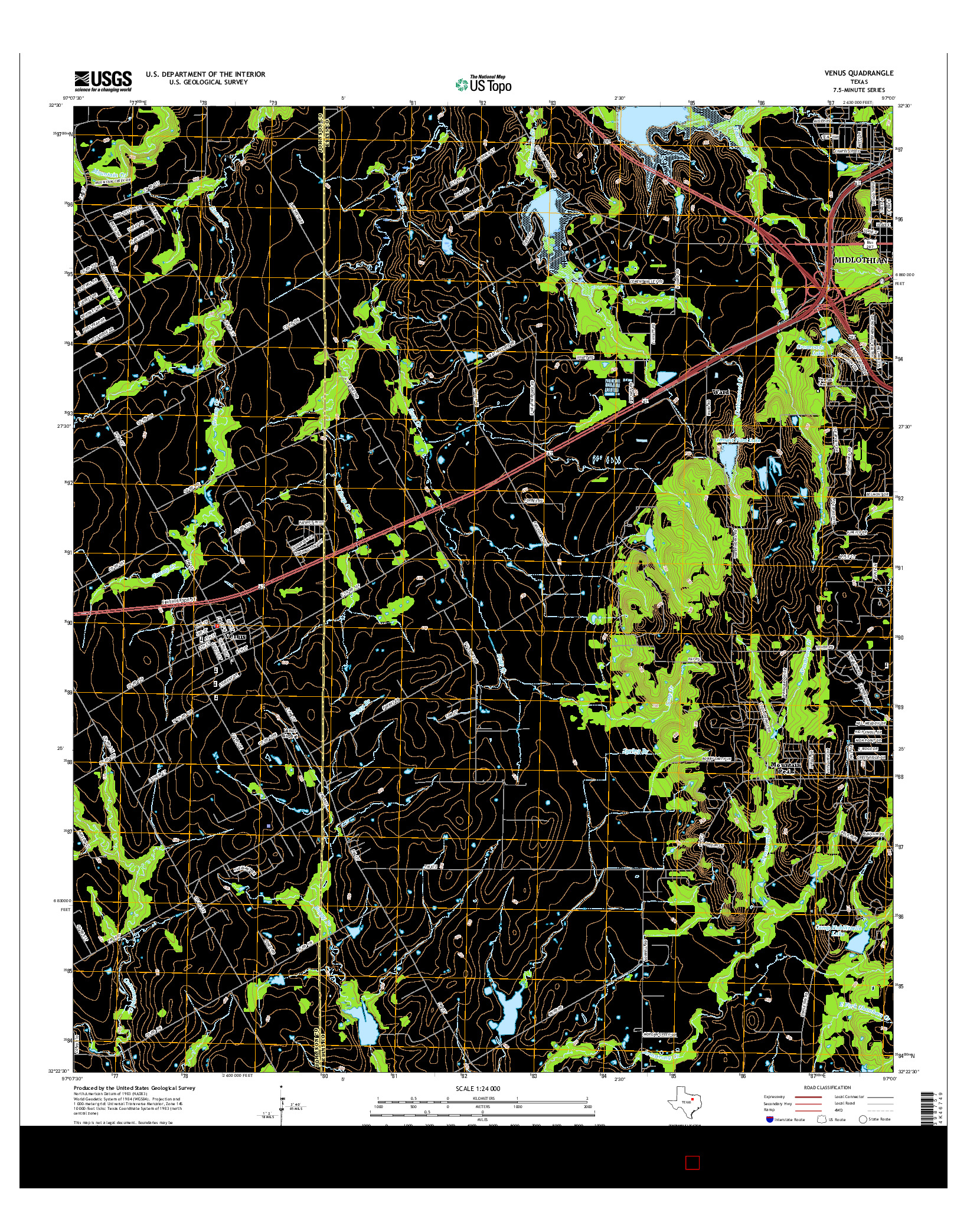 USGS US TOPO 7.5-MINUTE MAP FOR VENUS, TX 2016