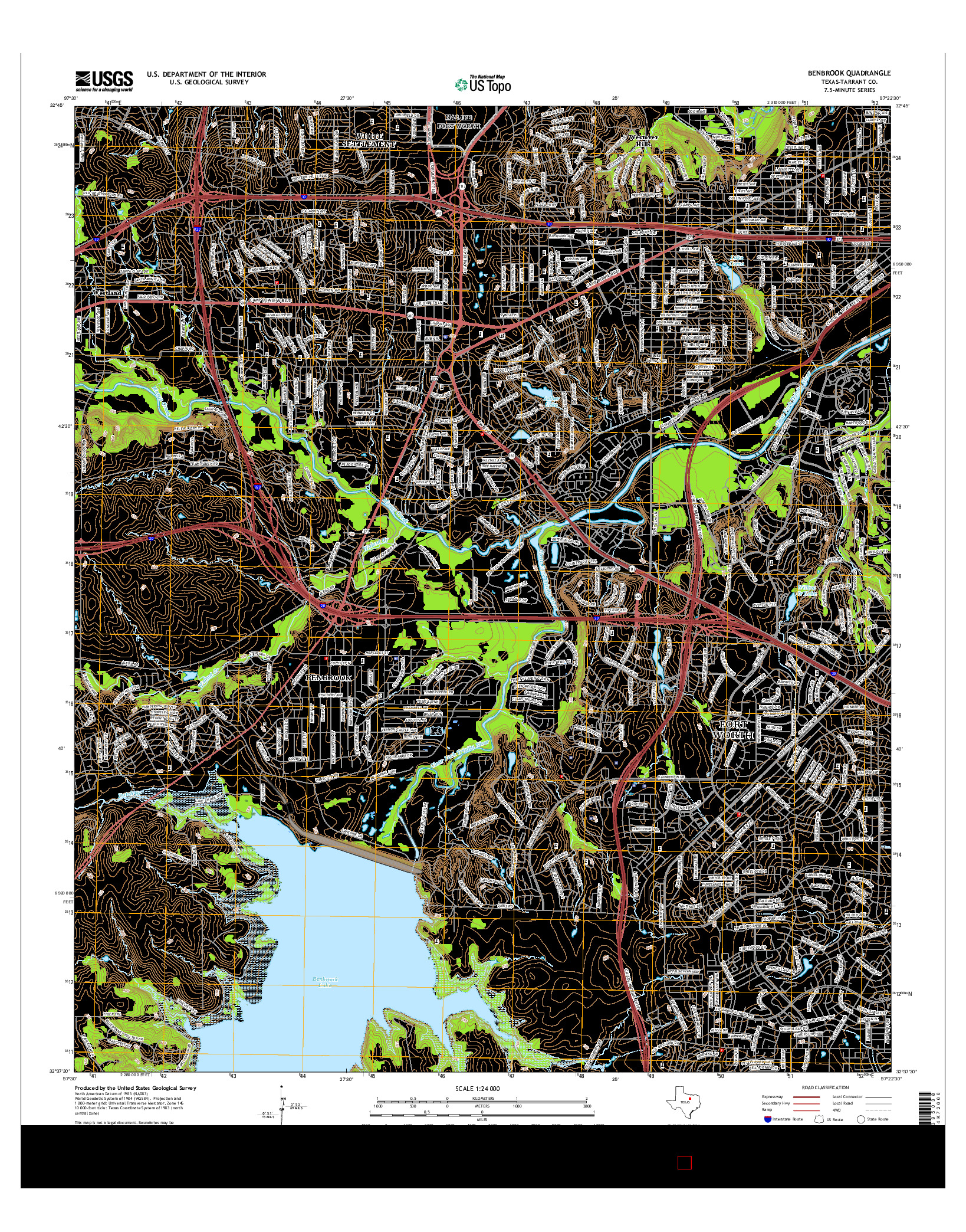 USGS US TOPO 7.5-MINUTE MAP FOR BENBROOK, TX 2016