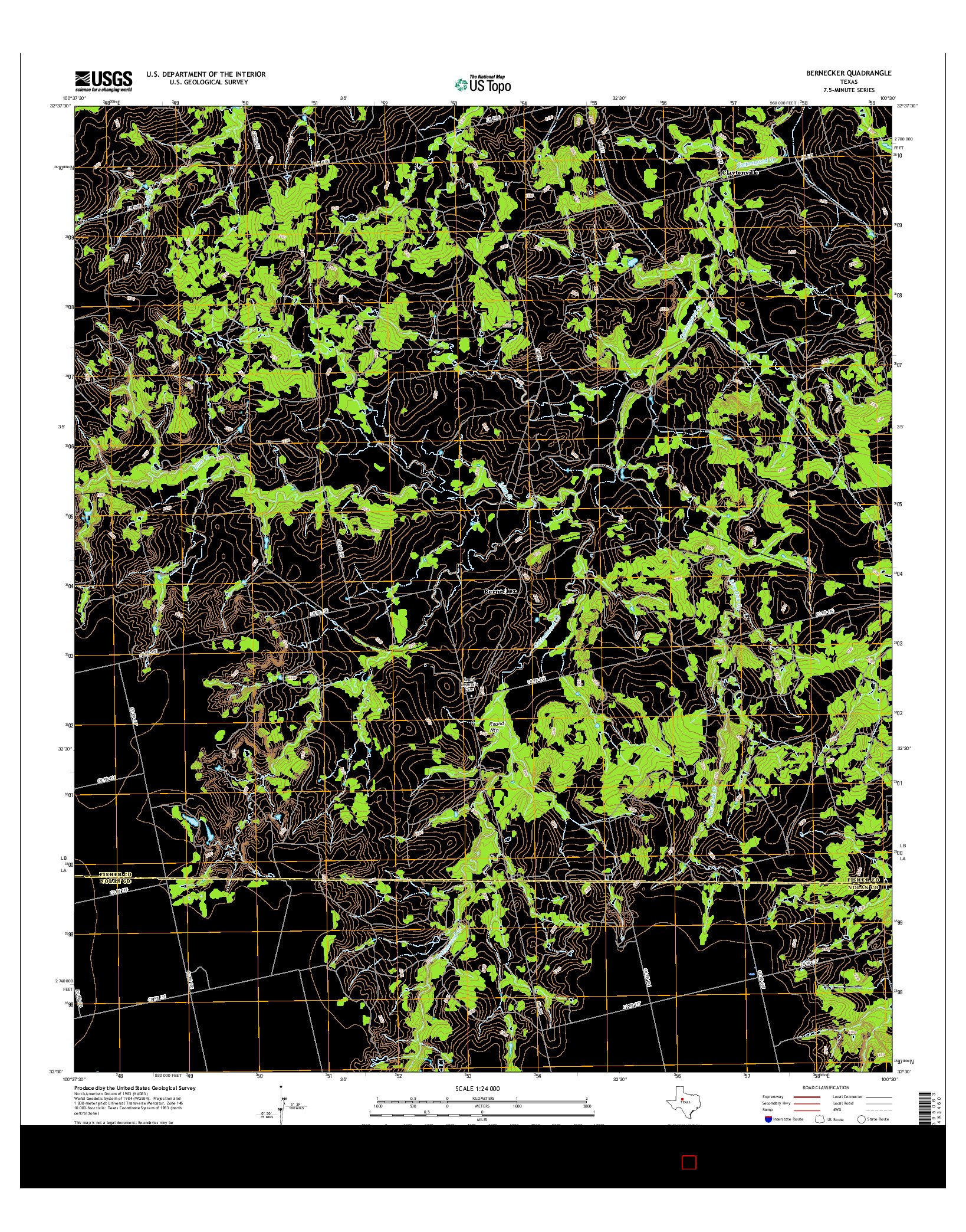 USGS US TOPO 7.5-MINUTE MAP FOR BERNECKER, TX 2016