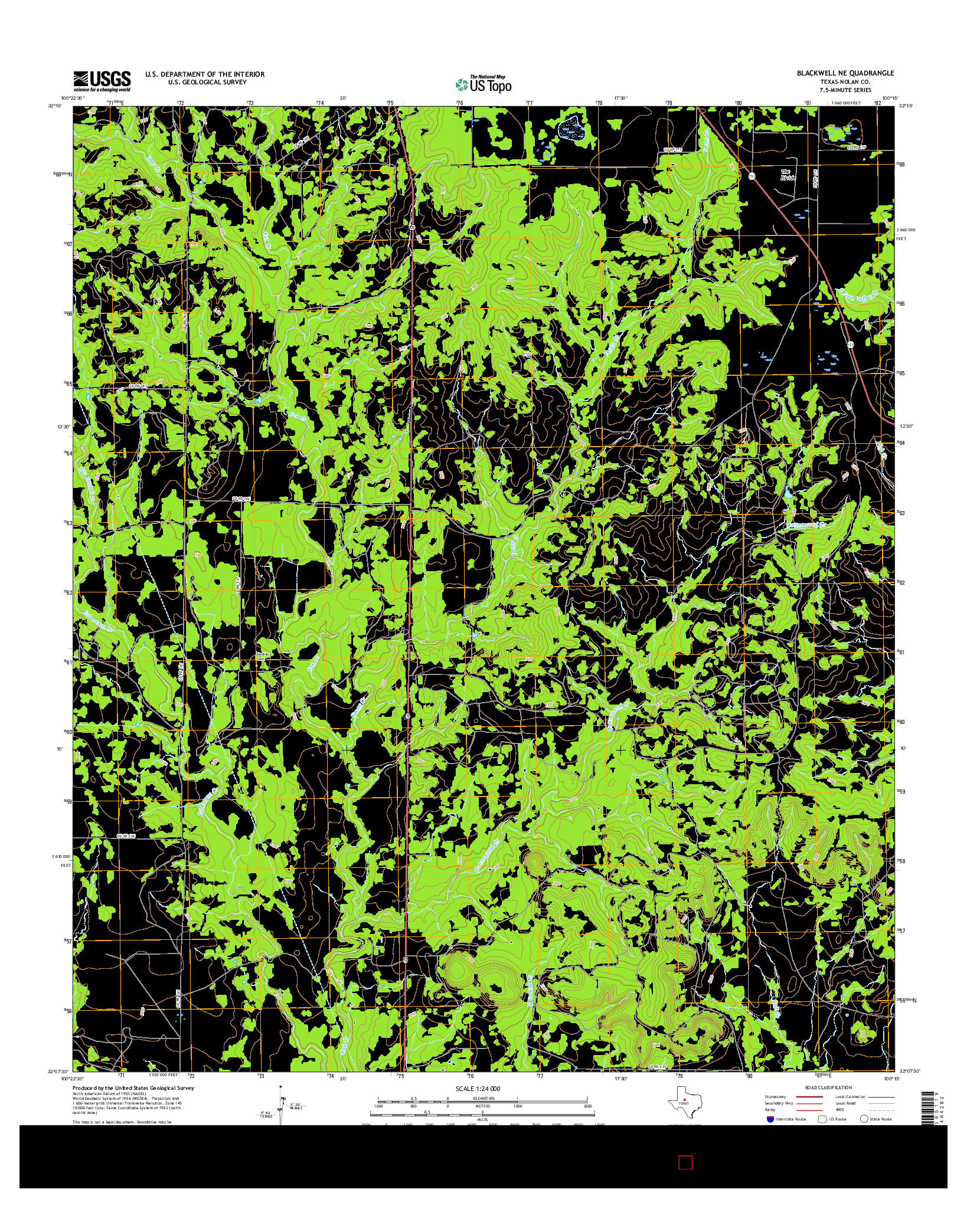 USGS US TOPO 7.5-MINUTE MAP FOR BLACKWELL NE, TX 2016