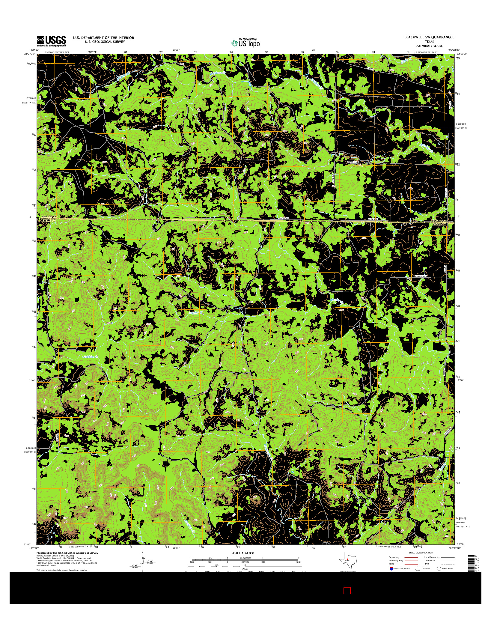 USGS US TOPO 7.5-MINUTE MAP FOR BLACKWELL SW, TX 2016