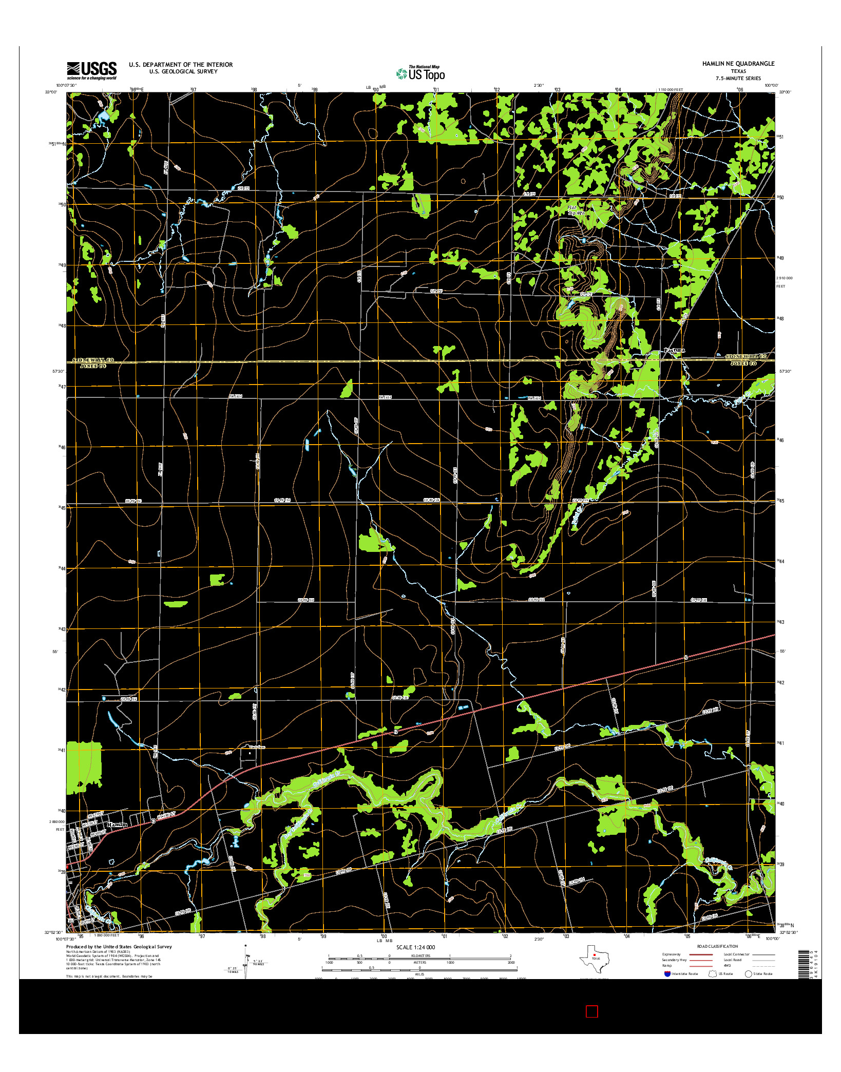 USGS US TOPO 7.5-MINUTE MAP FOR HAMLIN NE, TX 2016