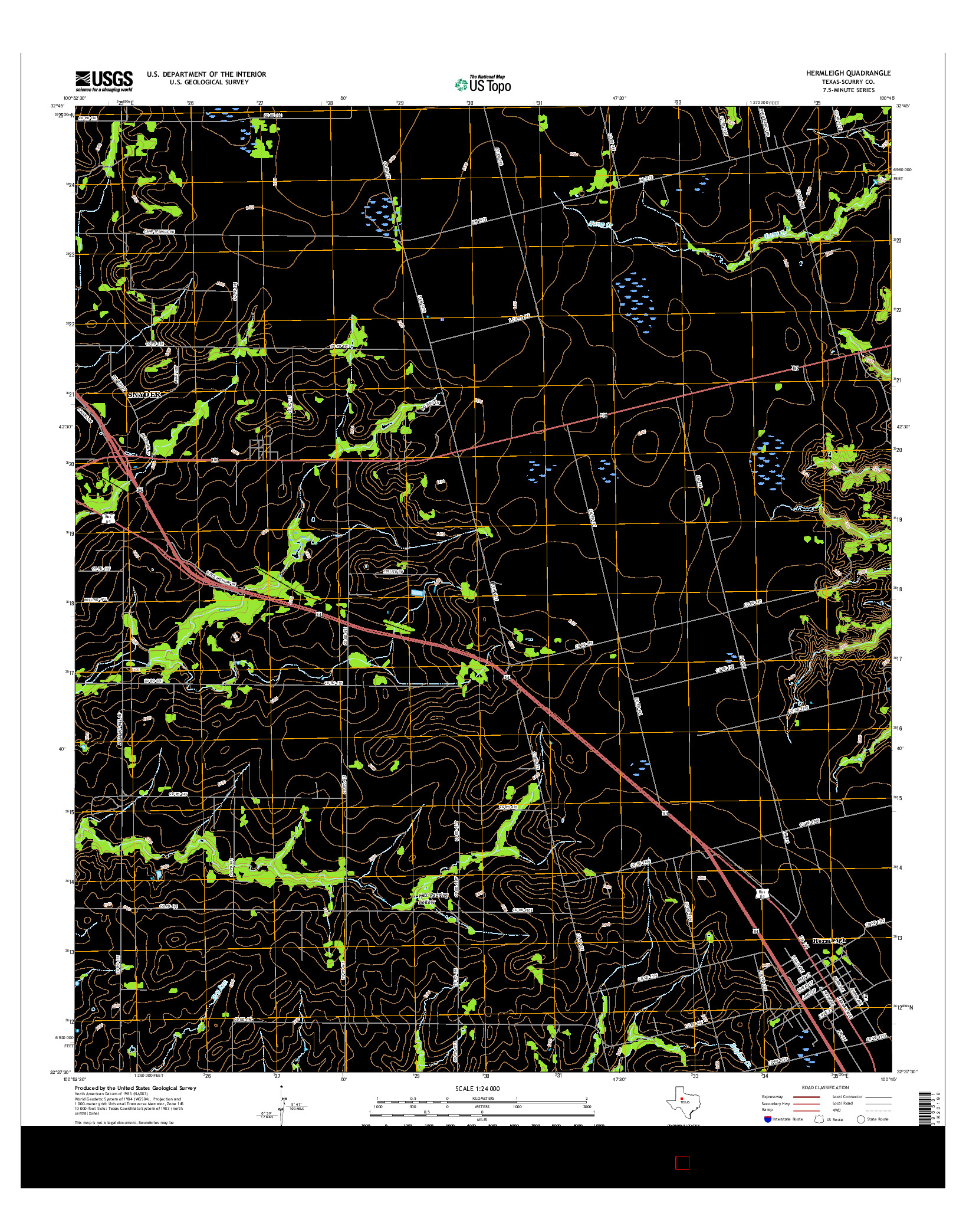 USGS US TOPO 7.5-MINUTE MAP FOR HERMLEIGH, TX 2016