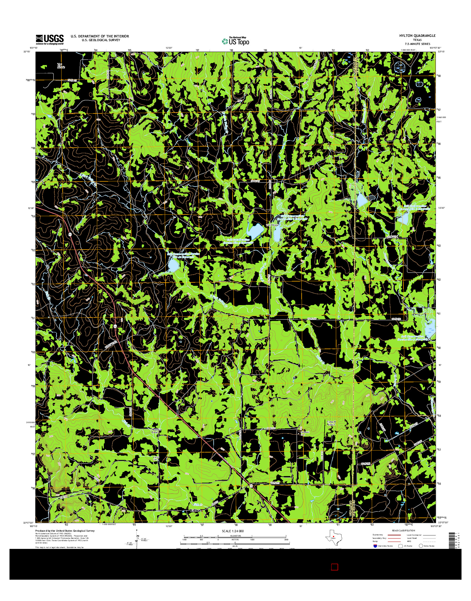 USGS US TOPO 7.5-MINUTE MAP FOR HYLTON, TX 2016