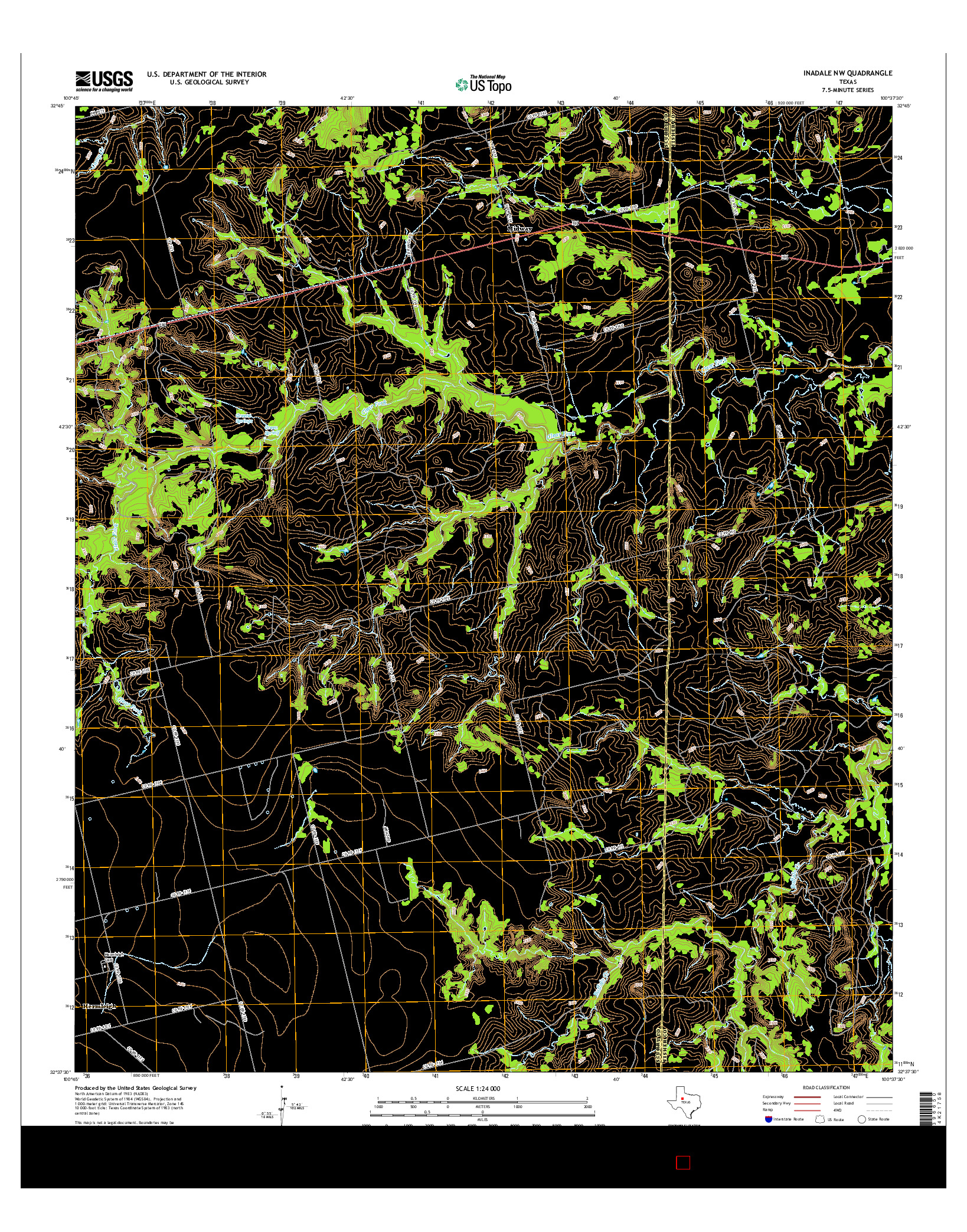 USGS US TOPO 7.5-MINUTE MAP FOR INADALE NW, TX 2016