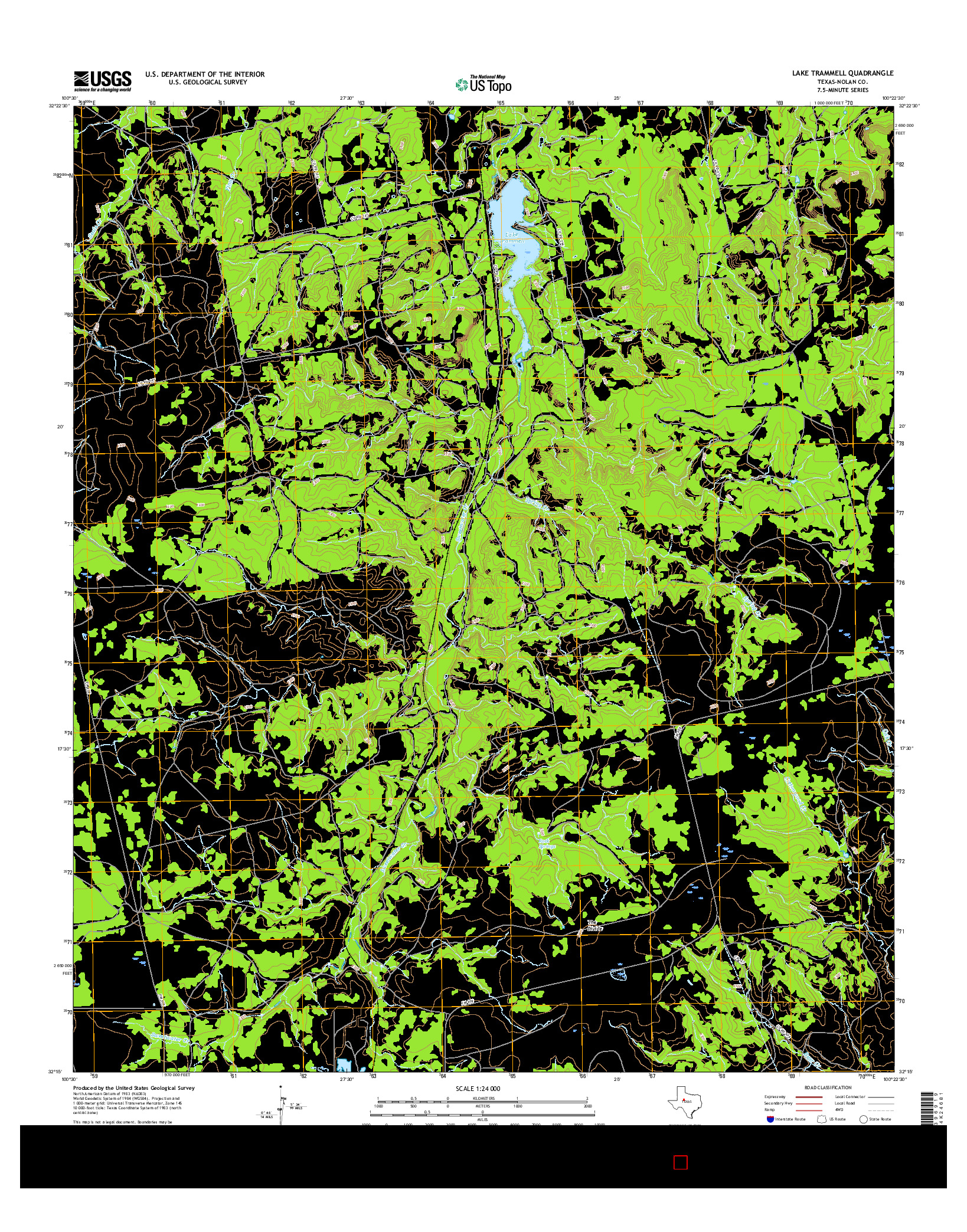 USGS US TOPO 7.5-MINUTE MAP FOR LAKE TRAMMELL, TX 2016