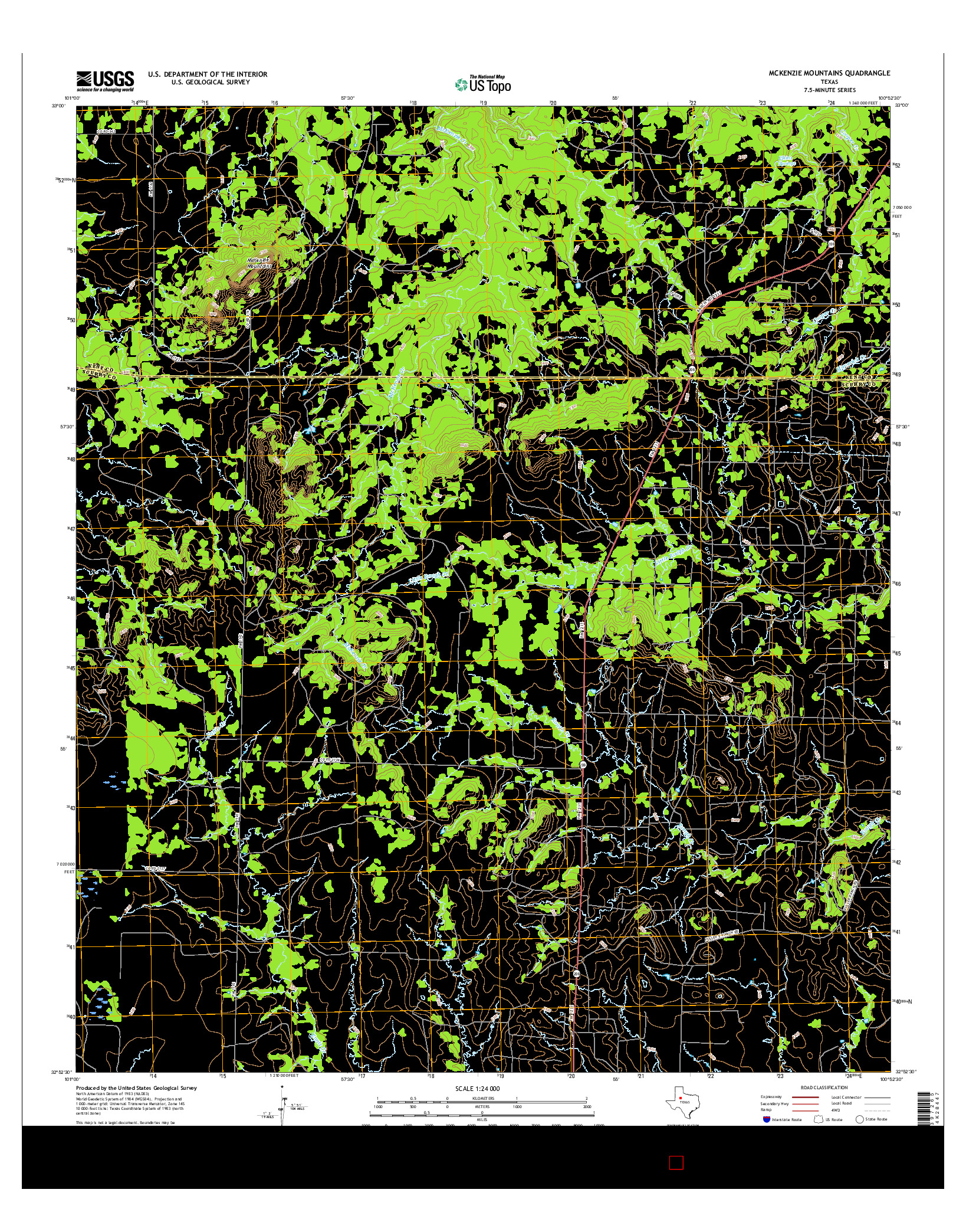 USGS US TOPO 7.5-MINUTE MAP FOR MCKENZIE MOUNTAINS, TX 2016