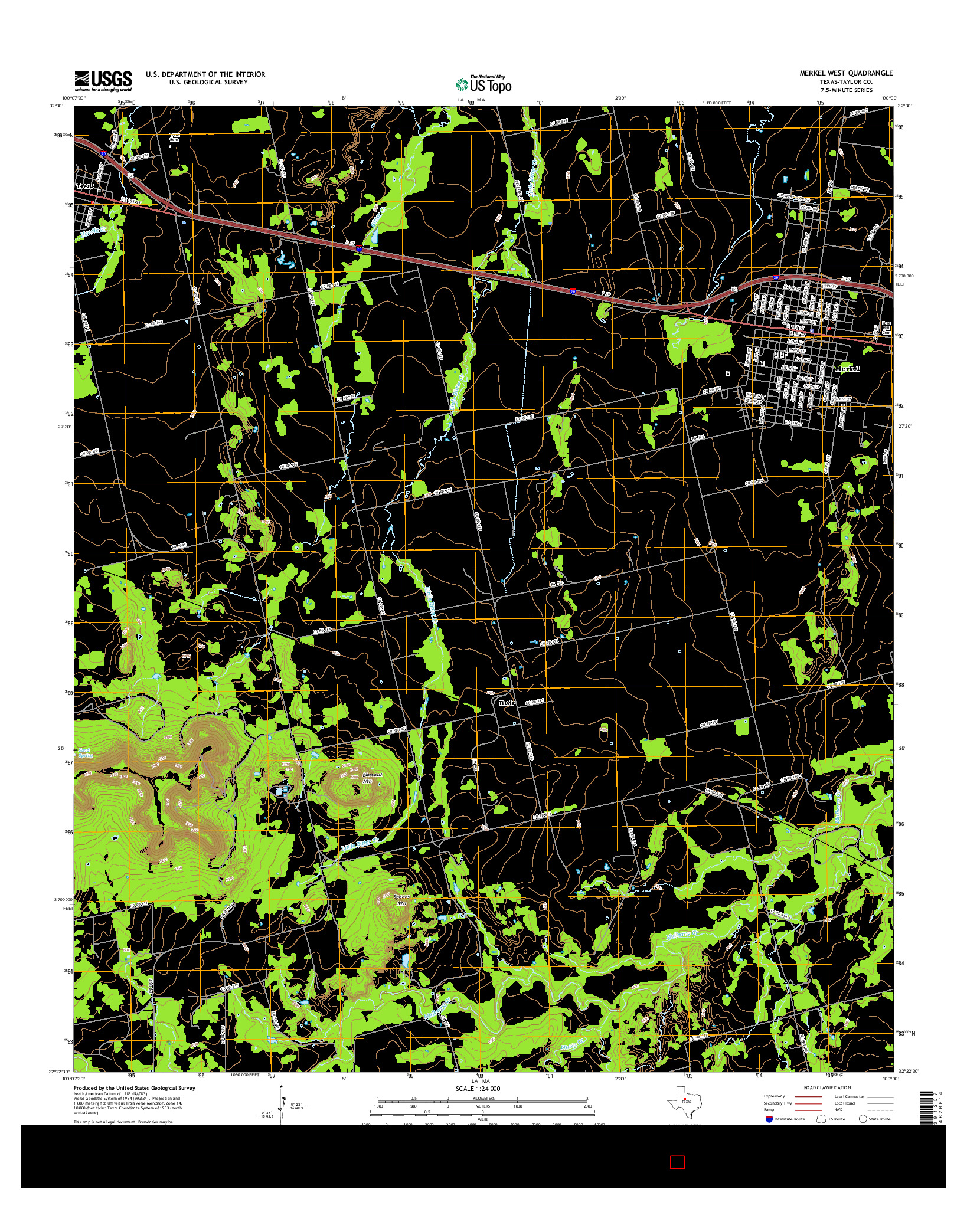 USGS US TOPO 7.5-MINUTE MAP FOR MERKEL WEST, TX 2016
