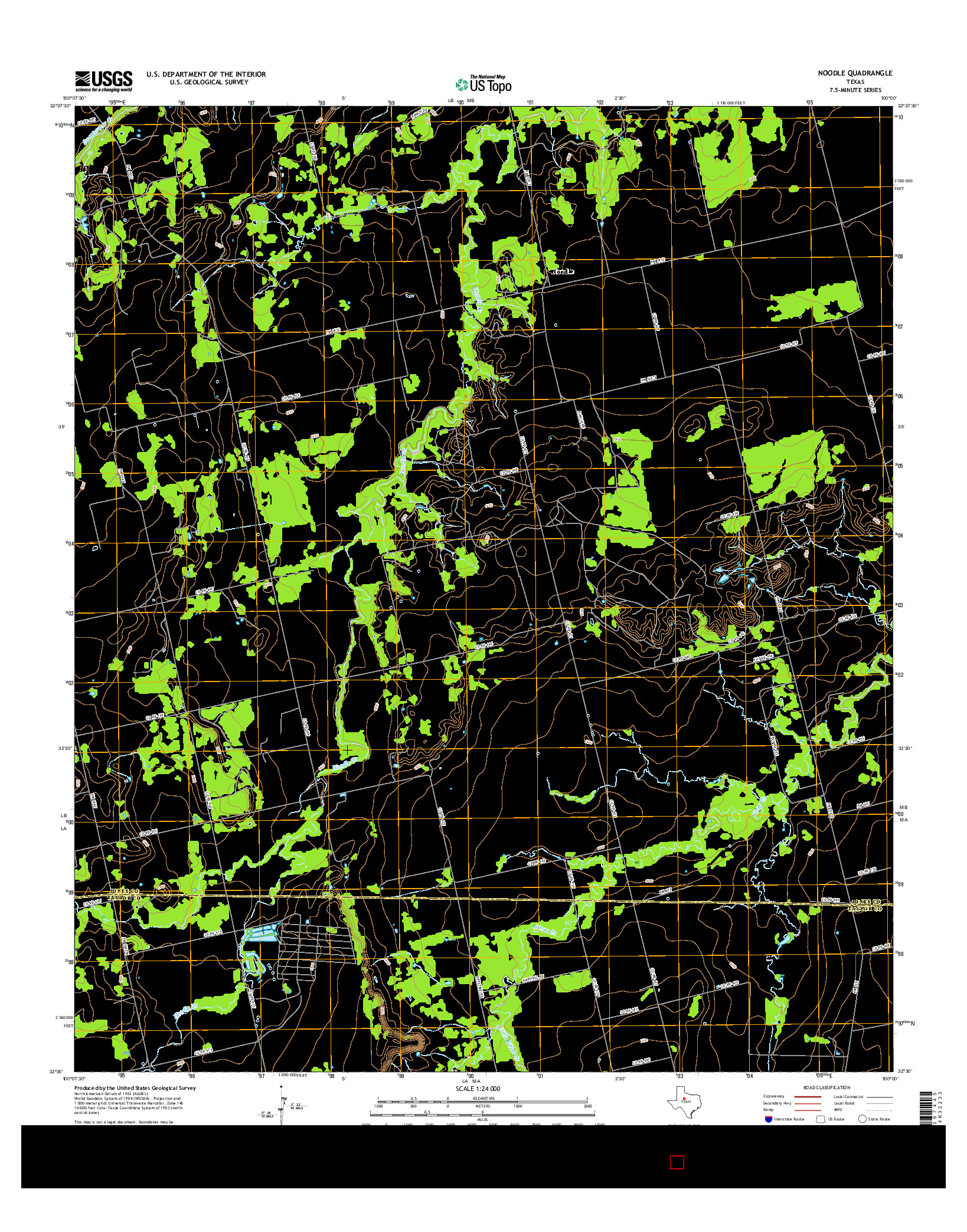 USGS US TOPO 7.5-MINUTE MAP FOR NOODLE, TX 2016