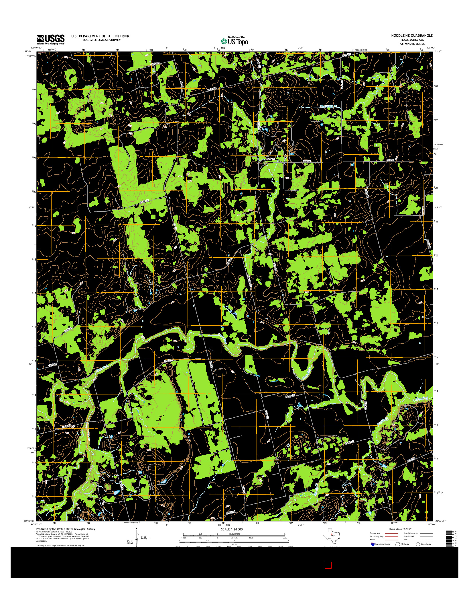 USGS US TOPO 7.5-MINUTE MAP FOR NOODLE NE, TX 2016