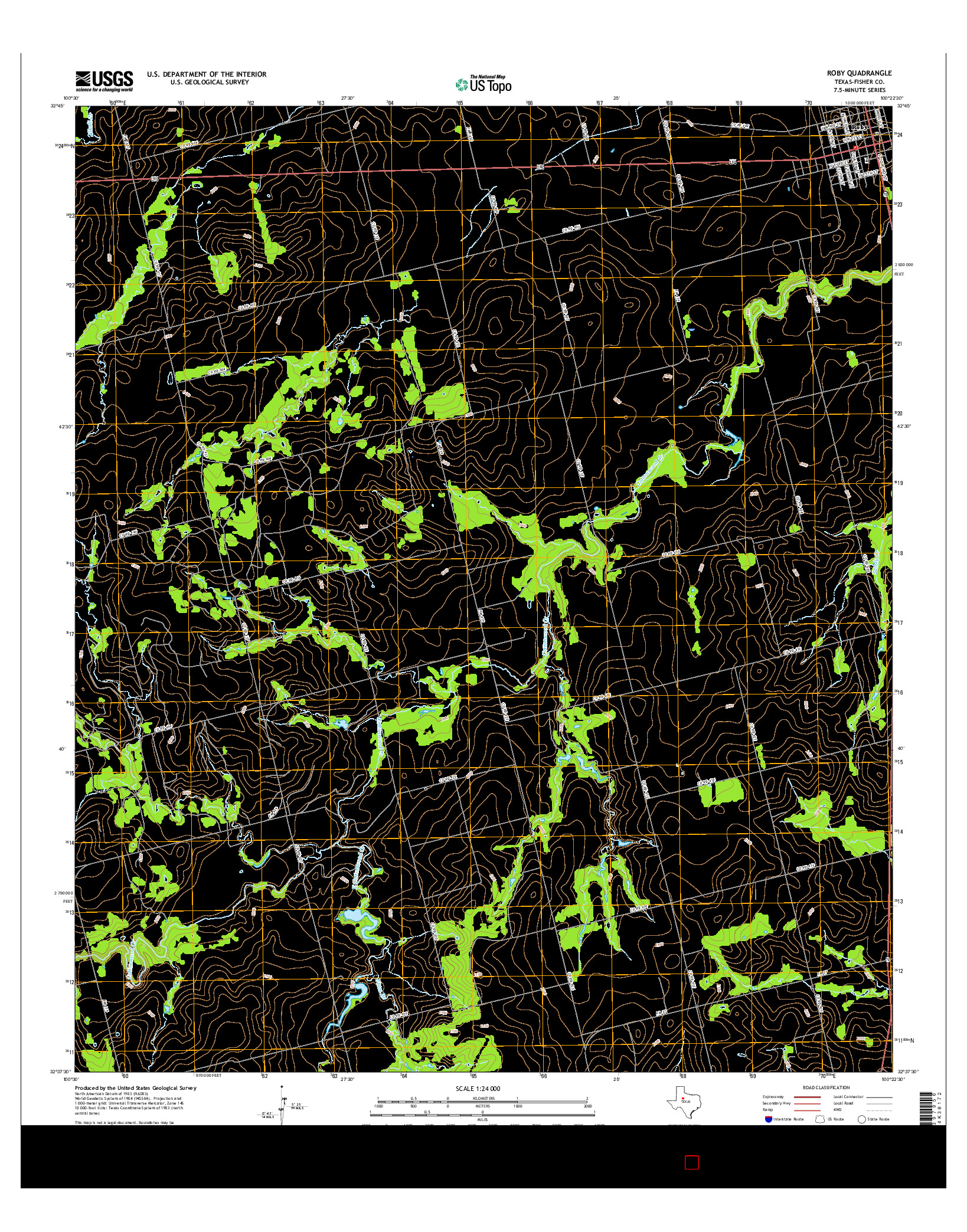 USGS US TOPO 7.5-MINUTE MAP FOR ROBY, TX 2016