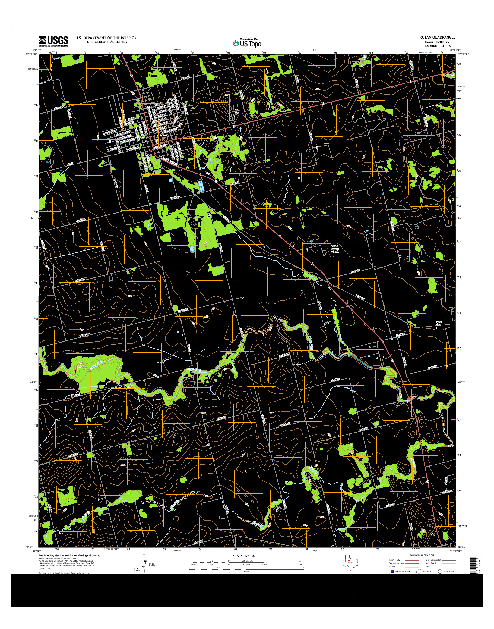 USGS US TOPO 7.5-MINUTE MAP FOR ROTAN, TX 2016